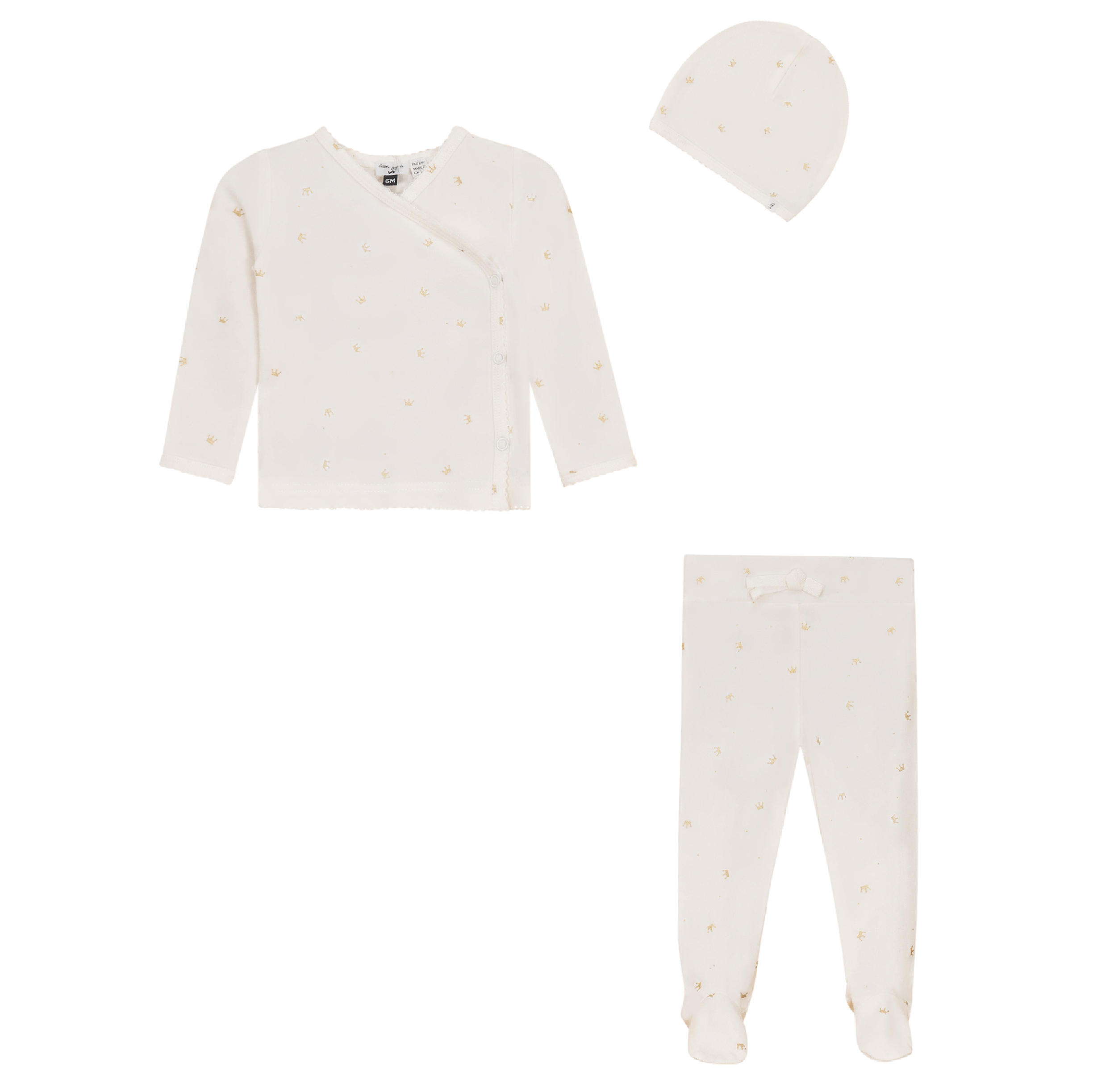 Crown Print 3Pc Set in Powder Gold by Little Fragile