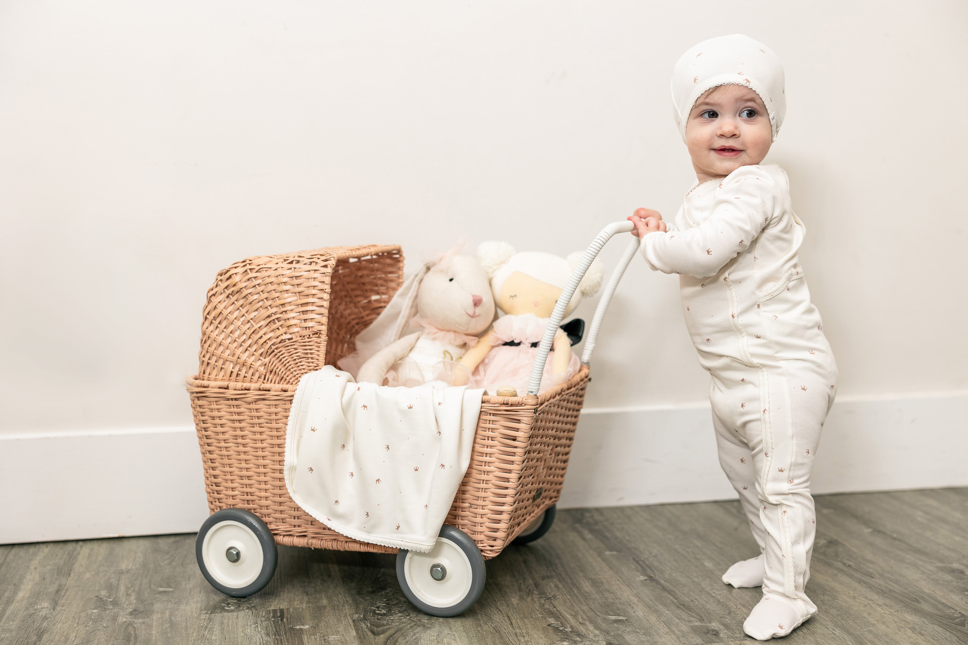 Crown Print Onesie Set in by Little Fragile