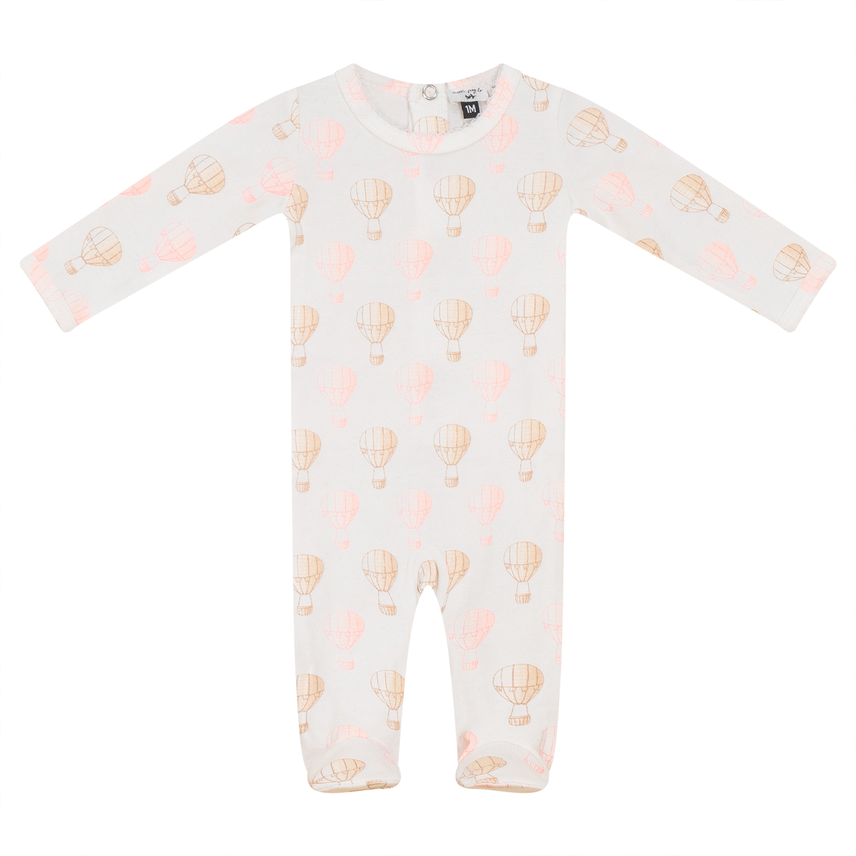 Air Balloon Printed Onesie in White Pink by Little Fragile