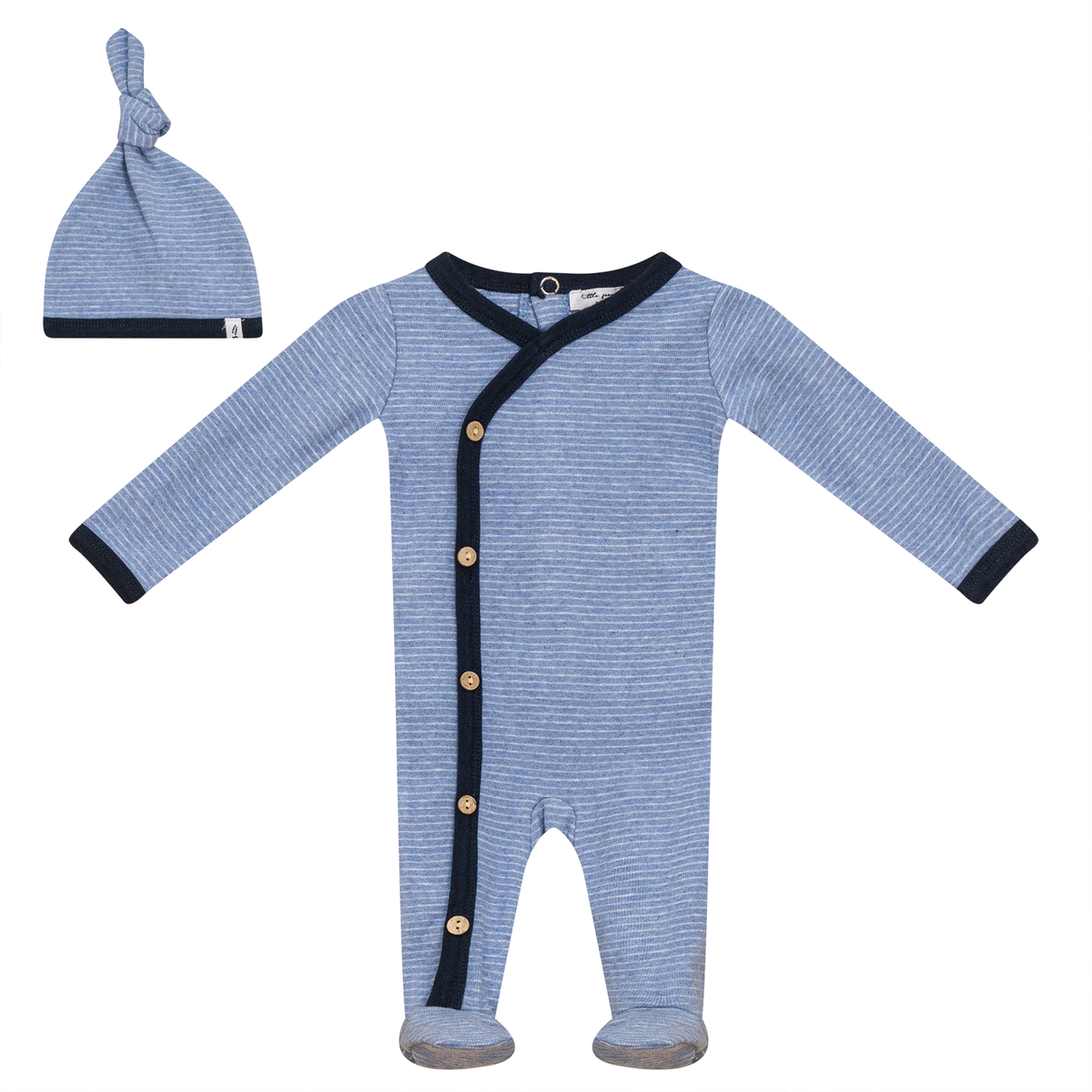 Stripe Stretch Knit Onesie set in Denim by Little Fragile