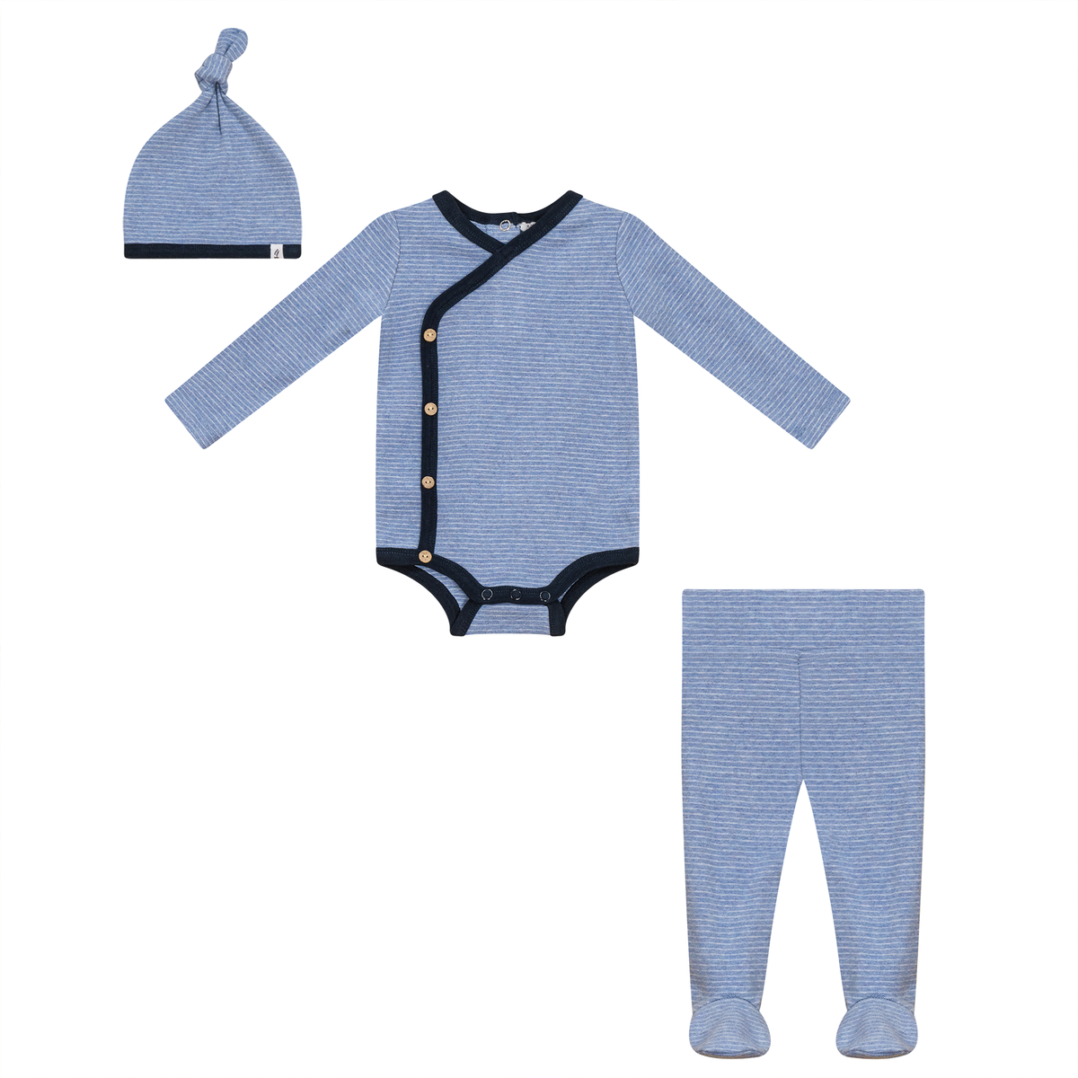 Stripe Stretch Knit 3Pc Set in Denim by Little Fragile