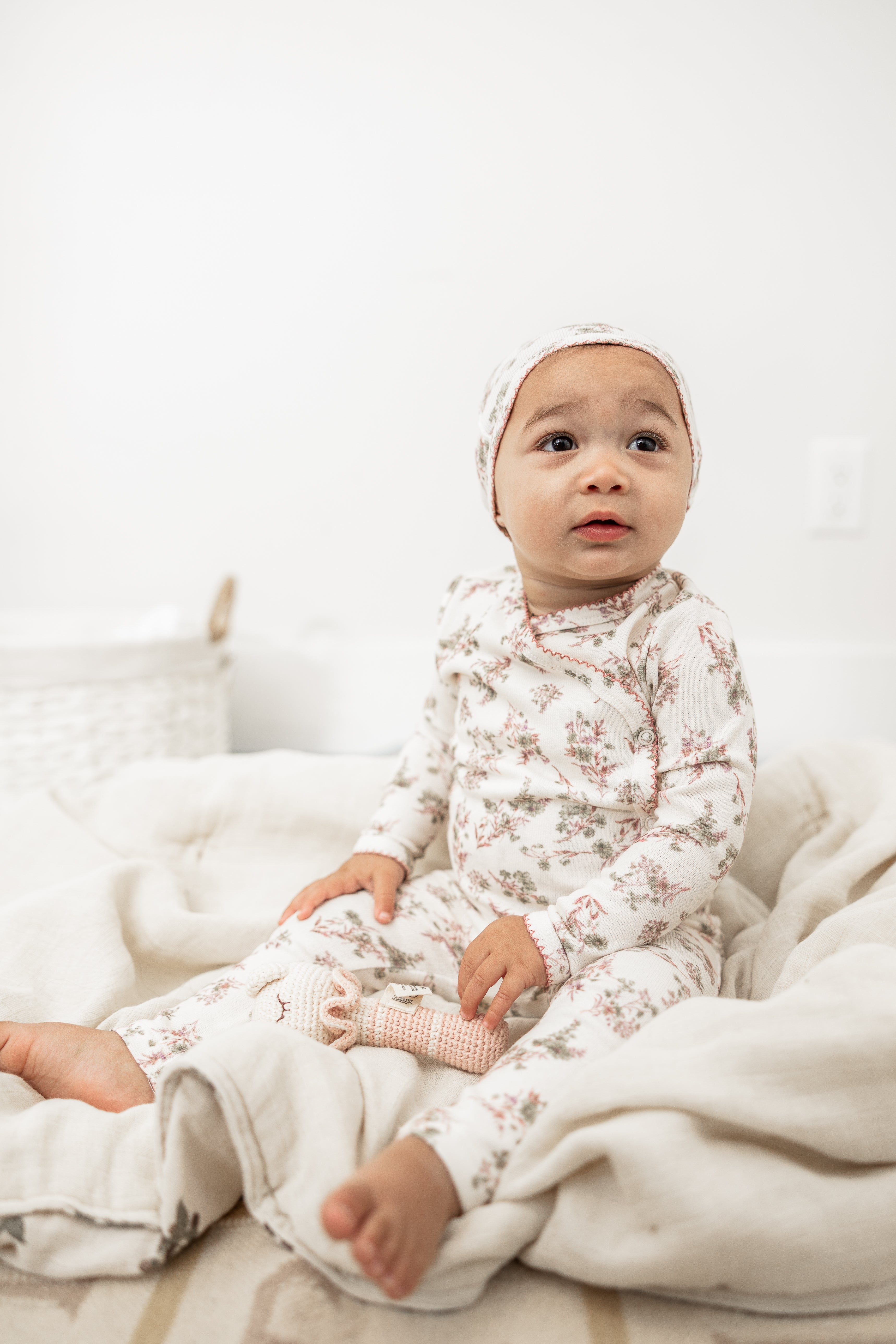 Flower Print Knit Onesie set in by Little Fragile