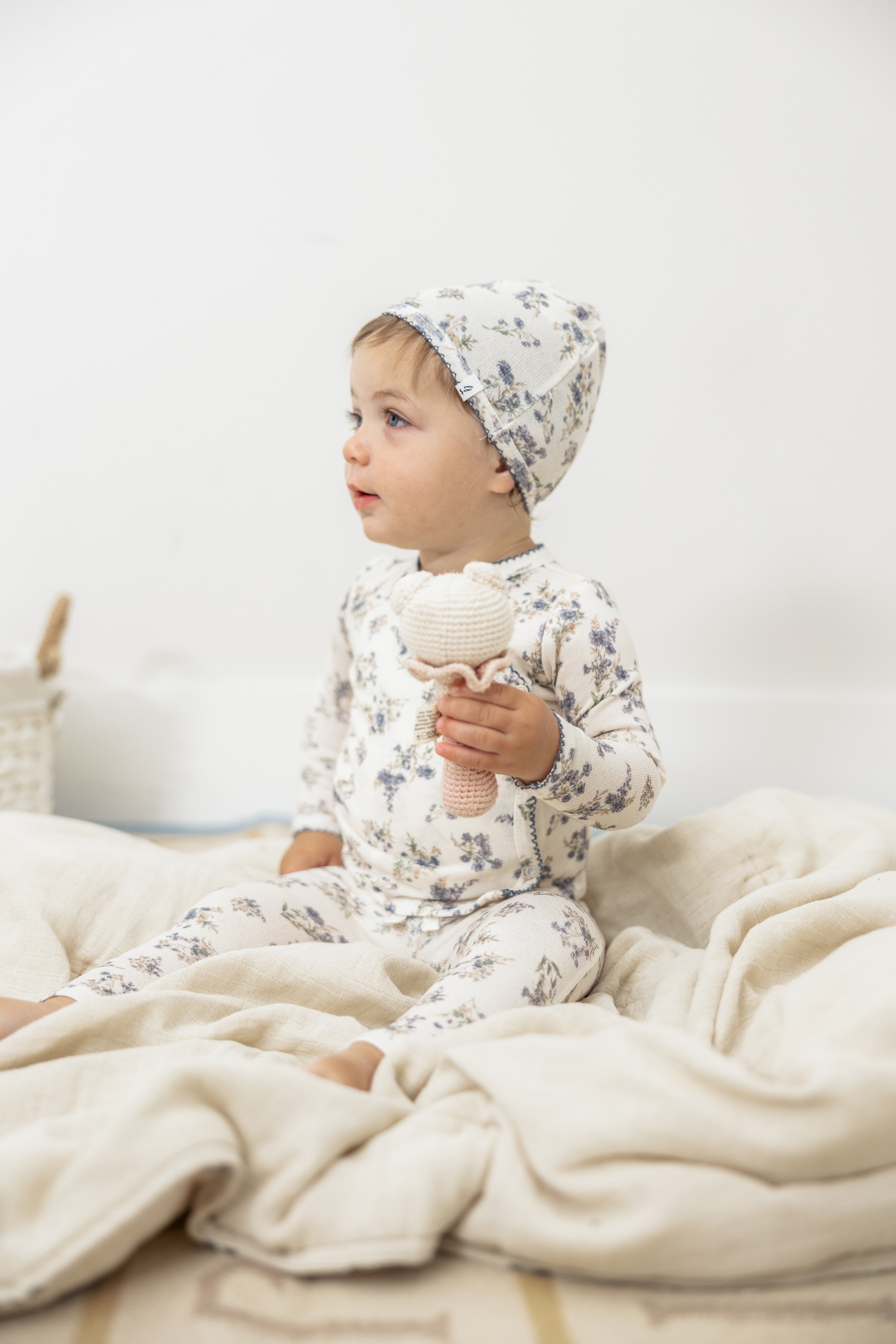 Flower Print Knit Onesie set in by Little Fragile