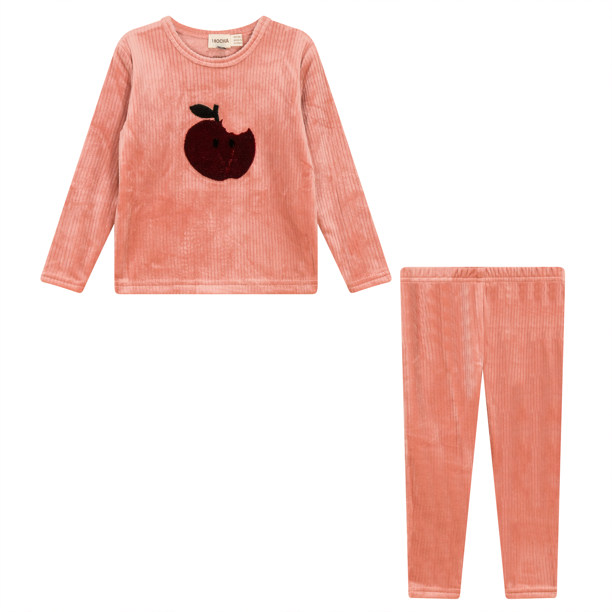 Apple Print Cotton Velour 2Pc Set in Clay by Mocha