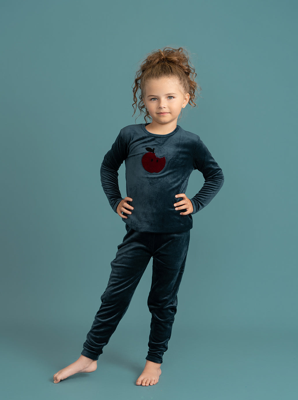 Apple Print Cotton Velour 2Pc Set in by Mocha