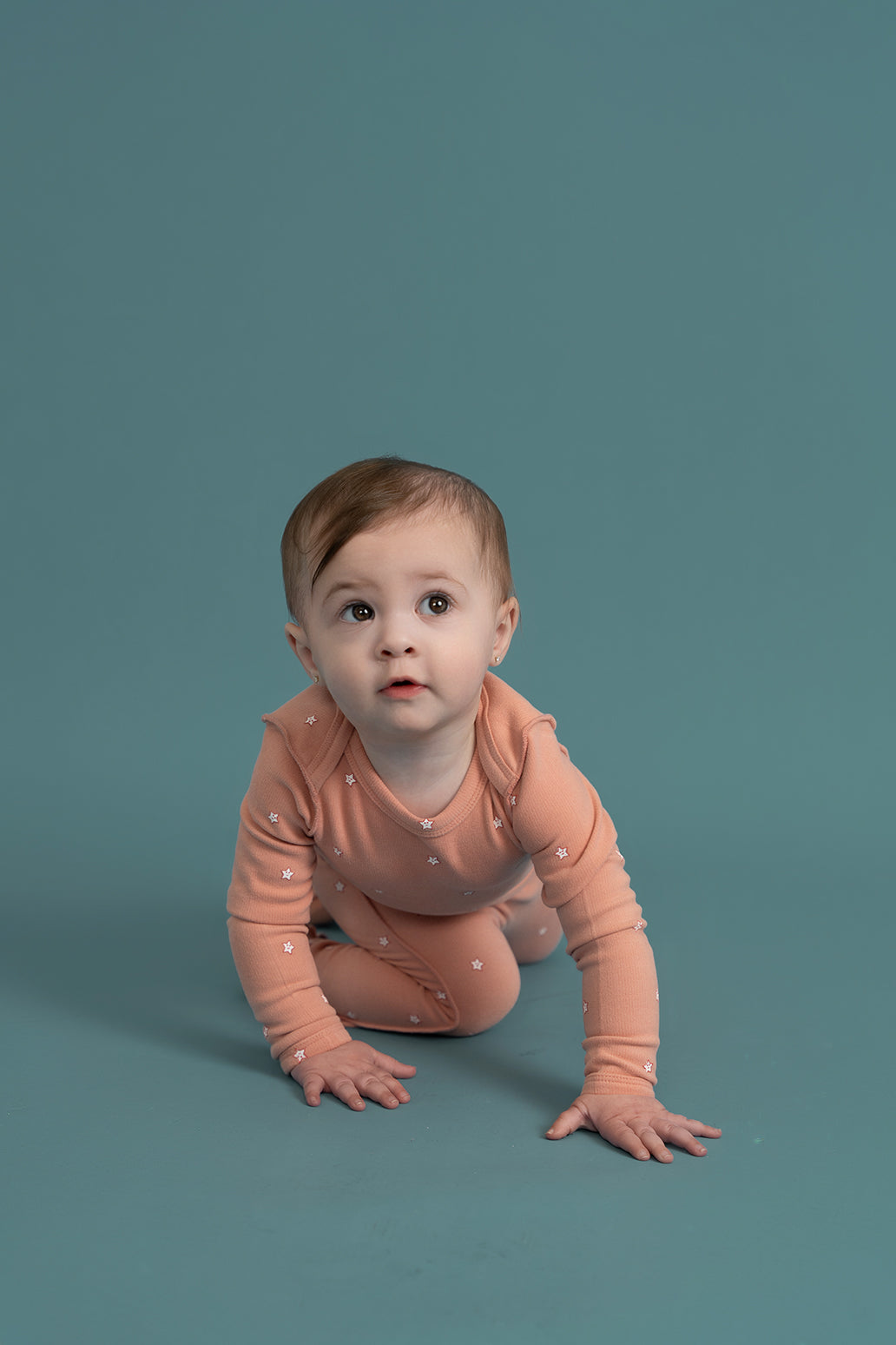 Star Print Onesie in by Mocha