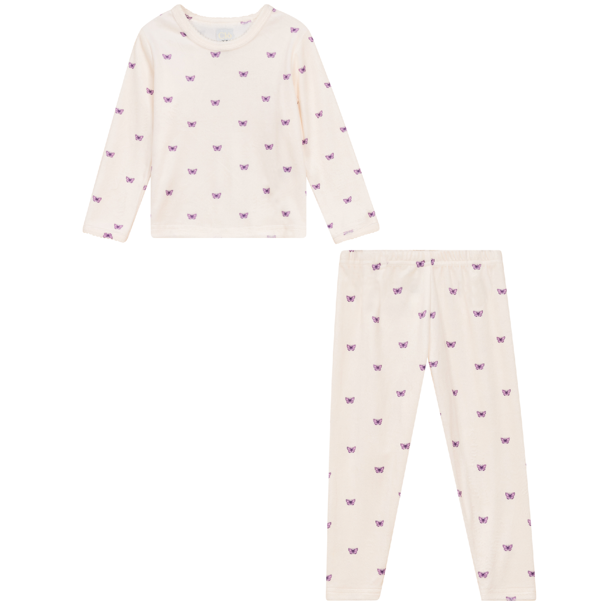 Butterfly Print 2Pc Set in Off White by Clô