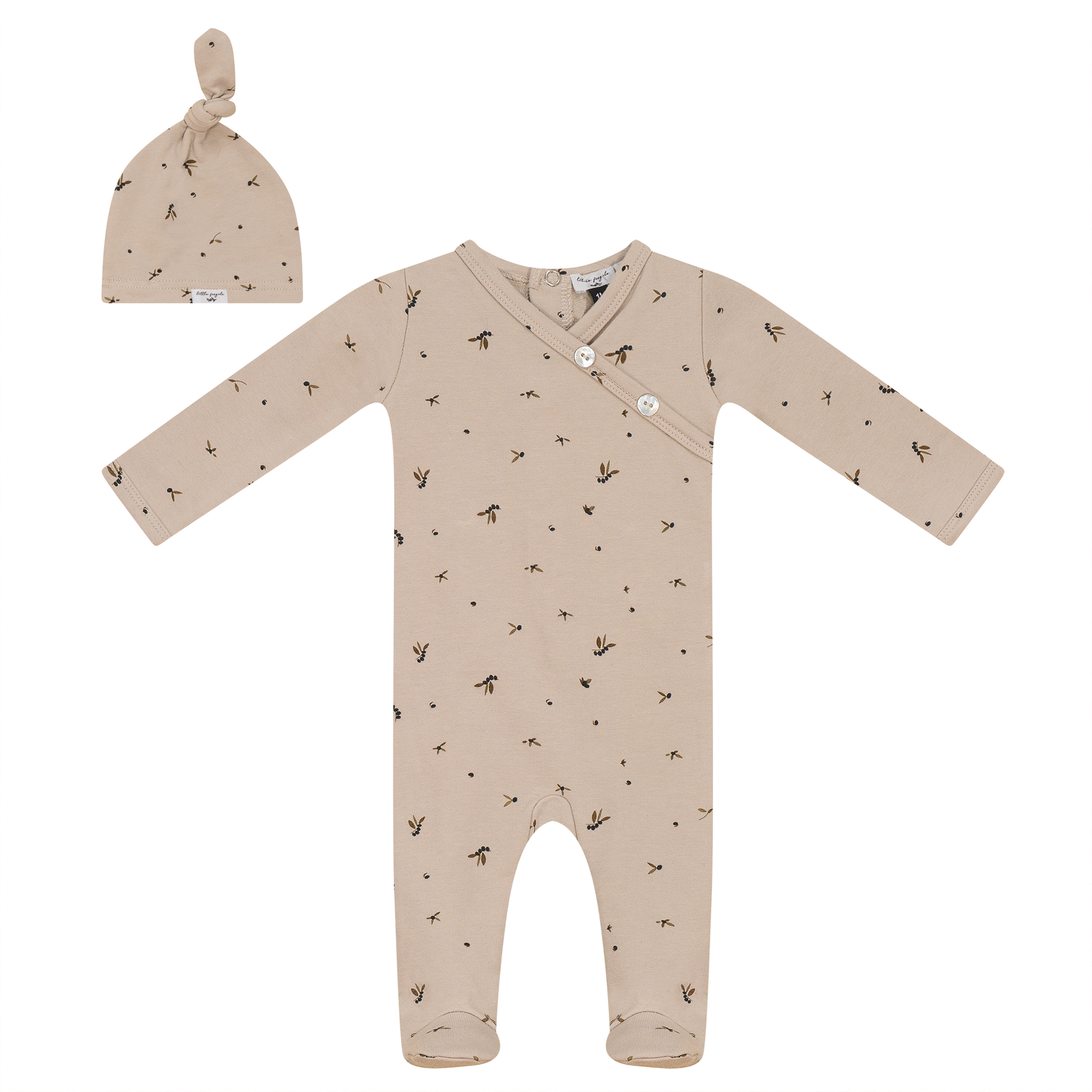 Leaf Print Onesie Set in Biscuit by Little Fragile