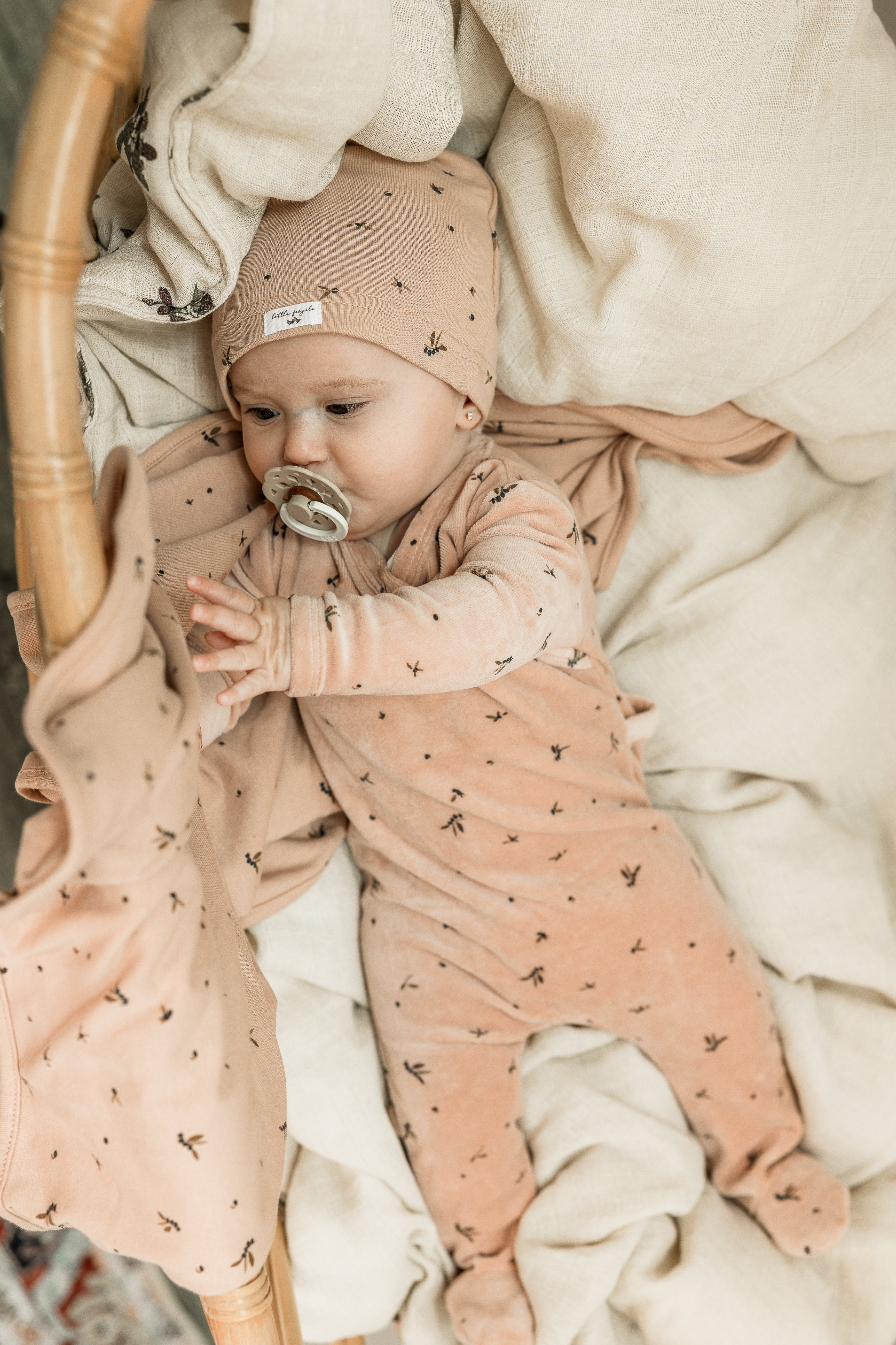 Leaf Print Velour Onesie Set in by Little Fragile