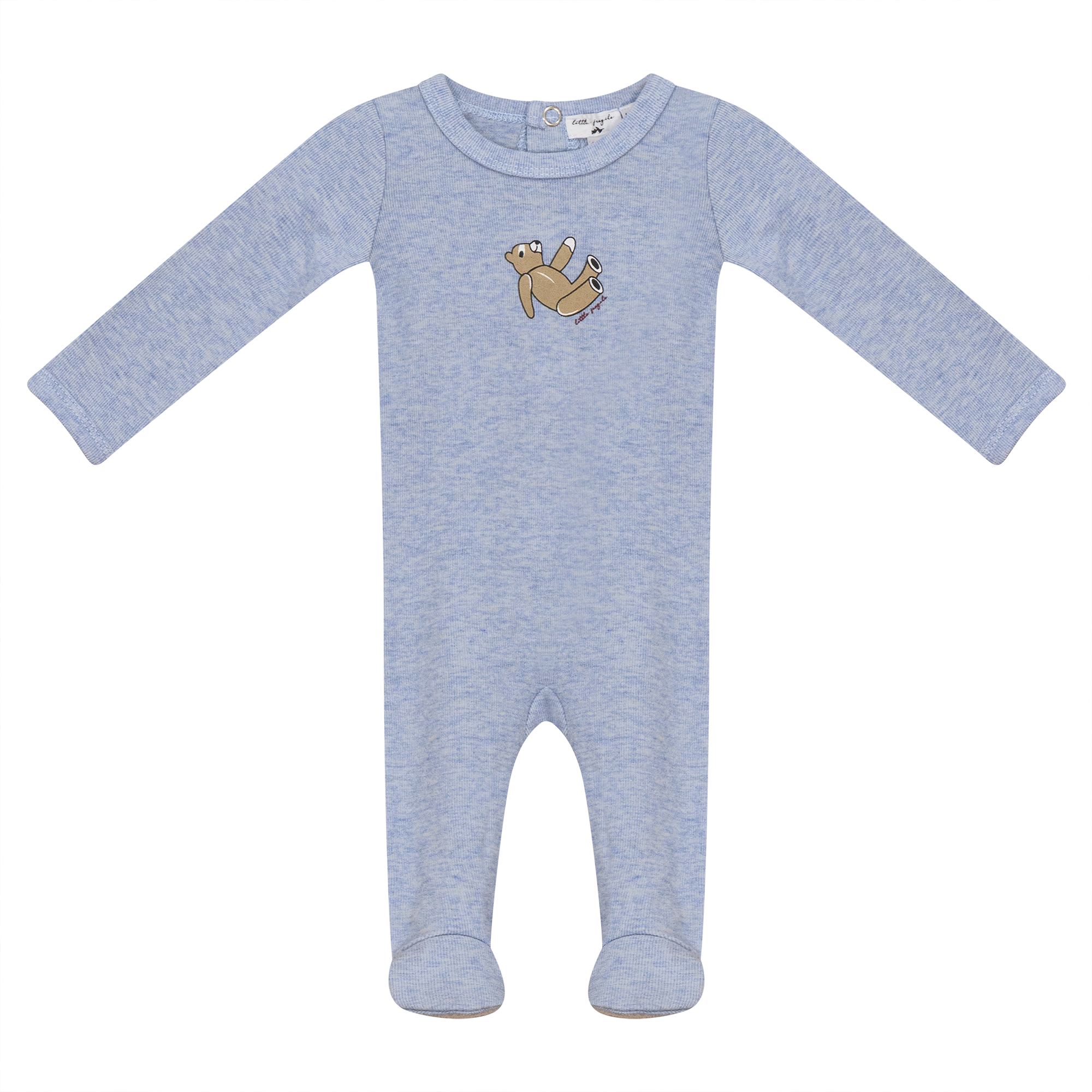Bear Print Ribbed Onesie in Blue Mix by Little Fragile