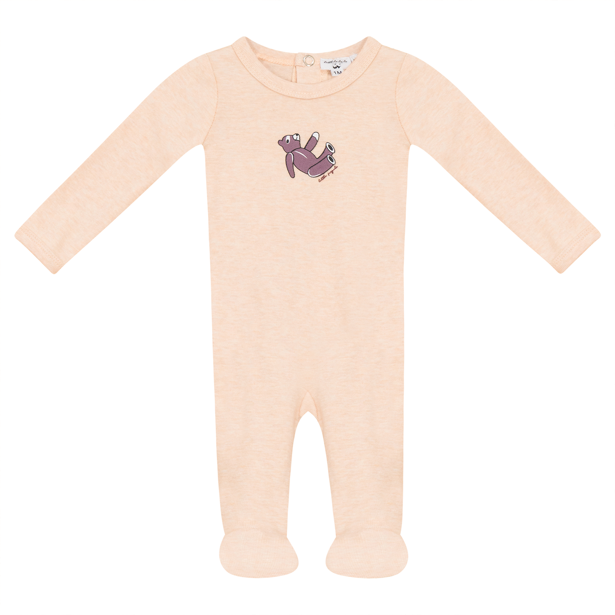Bear Print Ribbed Onesie in Blush Mix by Little Fragile