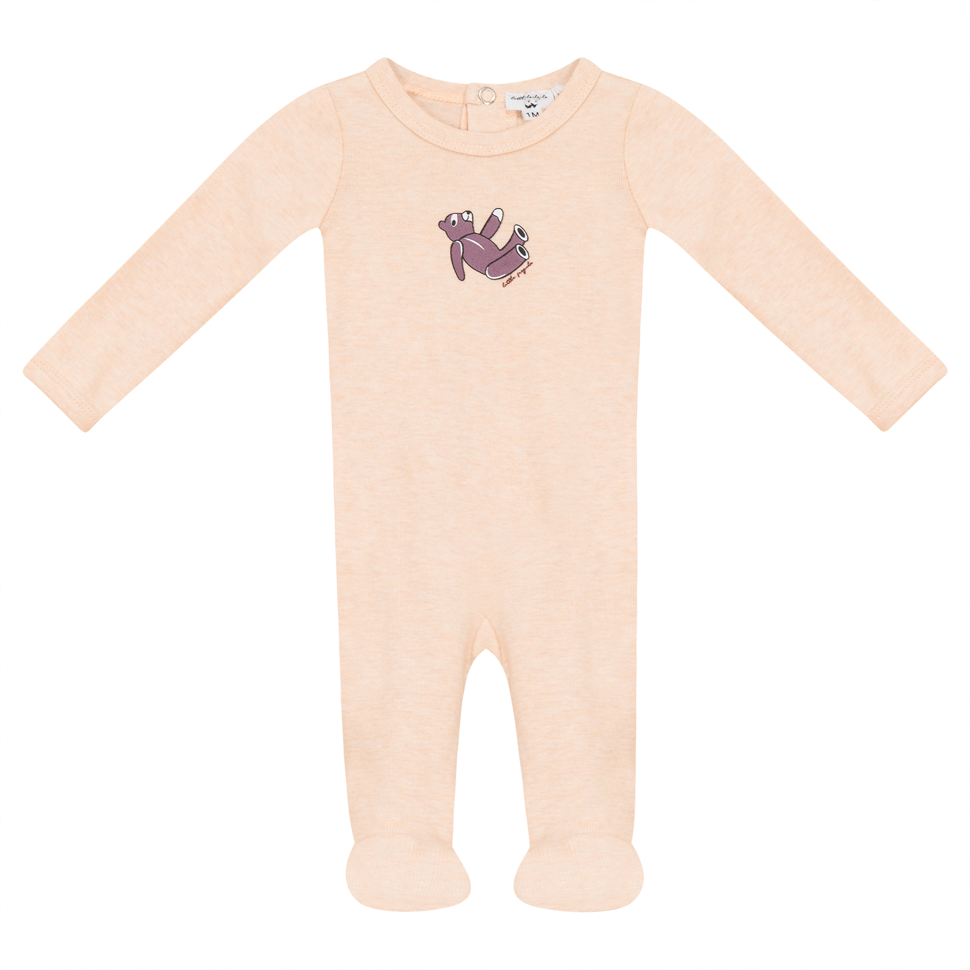 Bear Print Ribbed Onesie in Blush Mix by Little Fragile