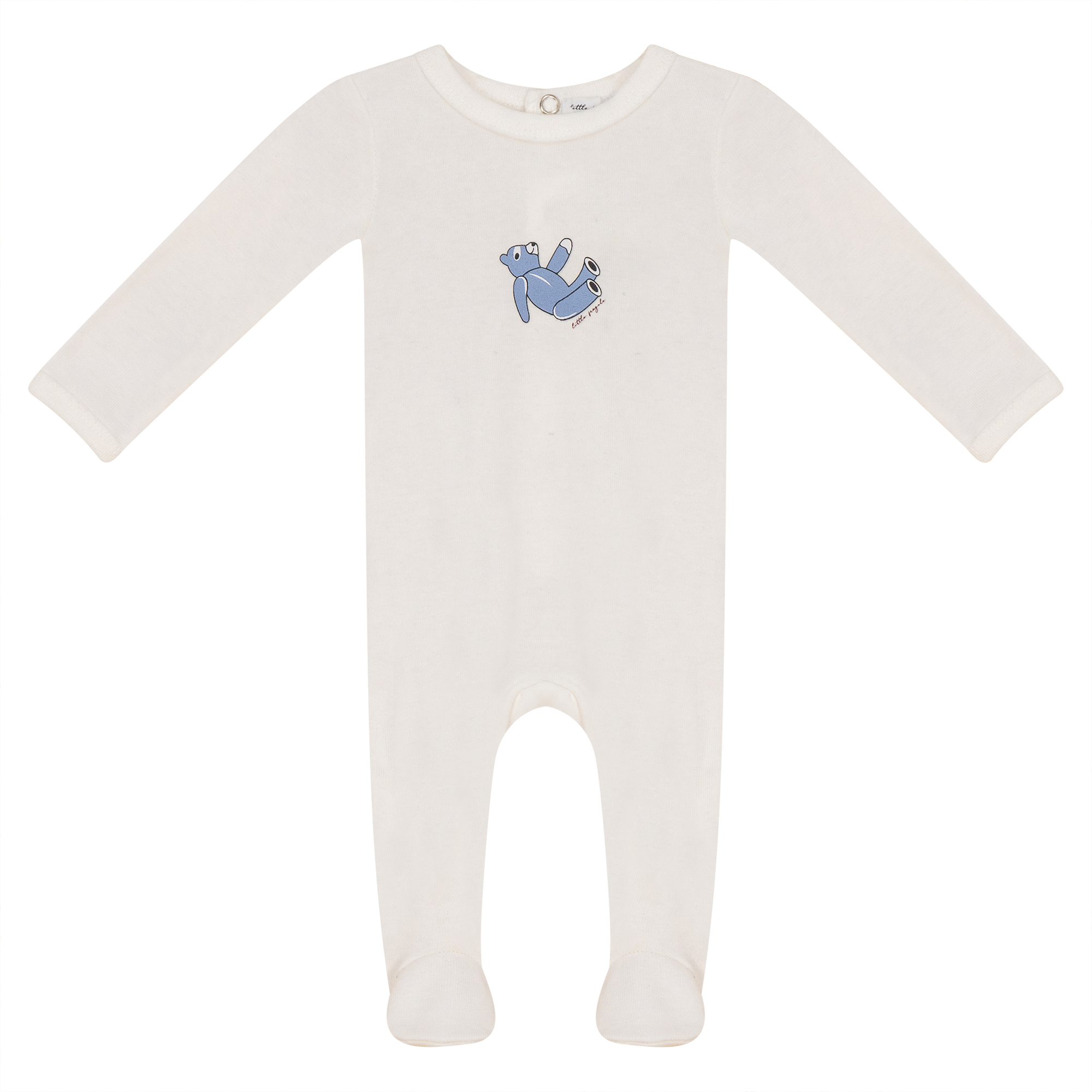 Bear Print Ribbed Onesie in Off White by Little Fragile