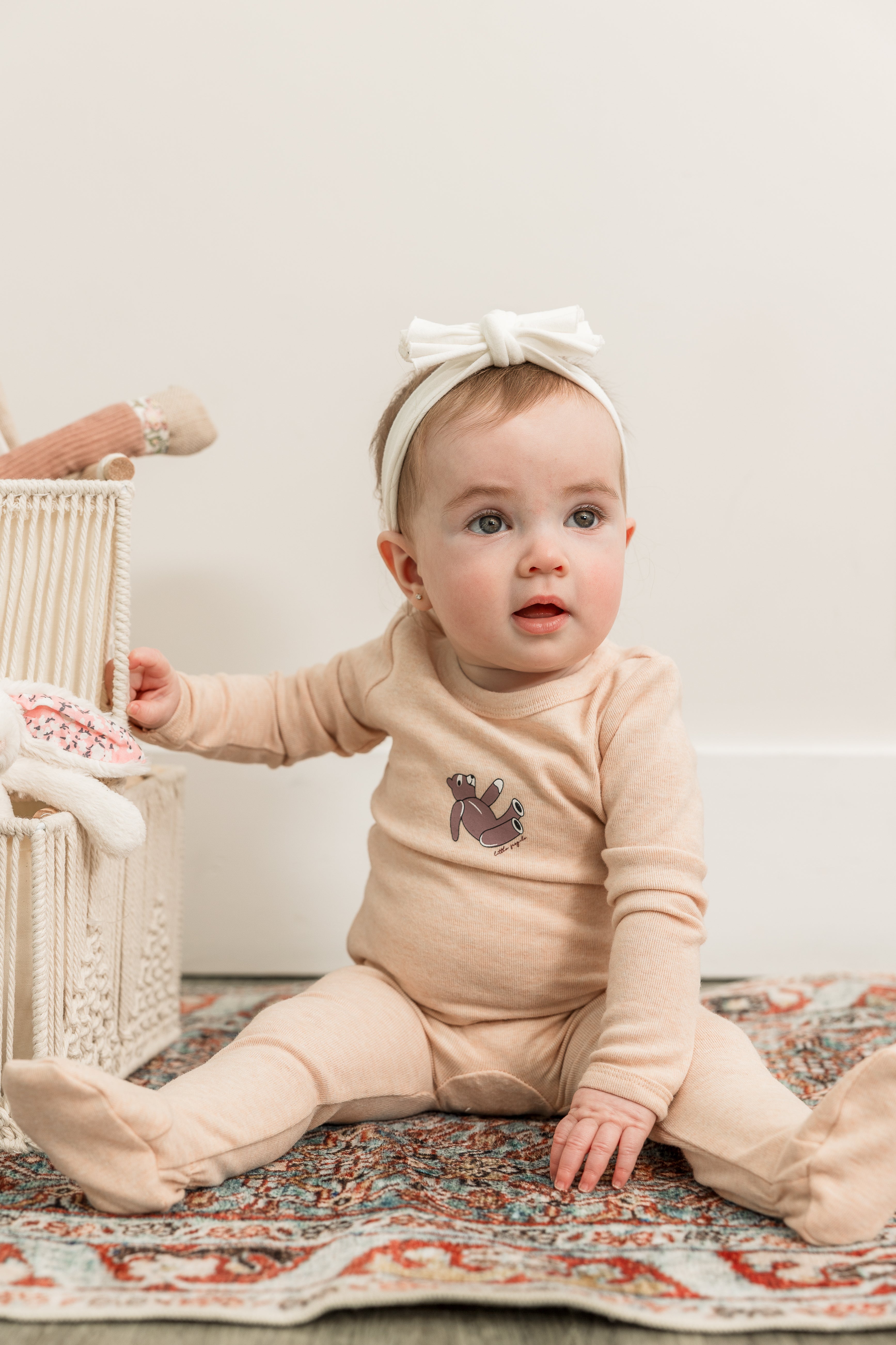 Bear Print Ribbed Onesie in by Little Fragile