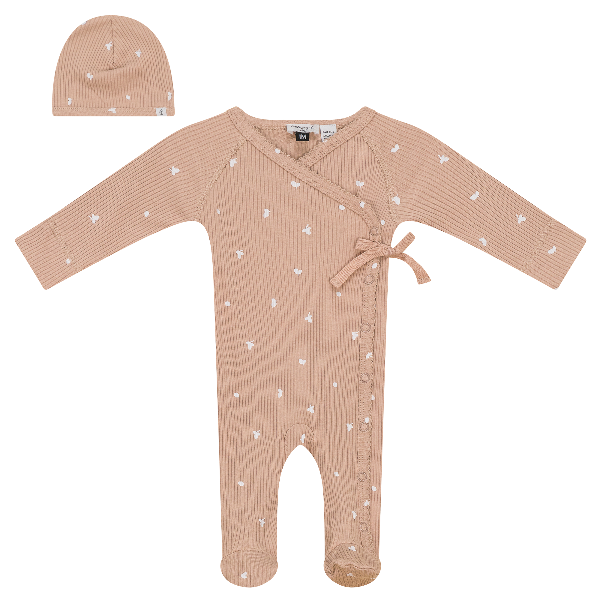 Leaf Print Onesie Set in Light Maple by Little Fragile