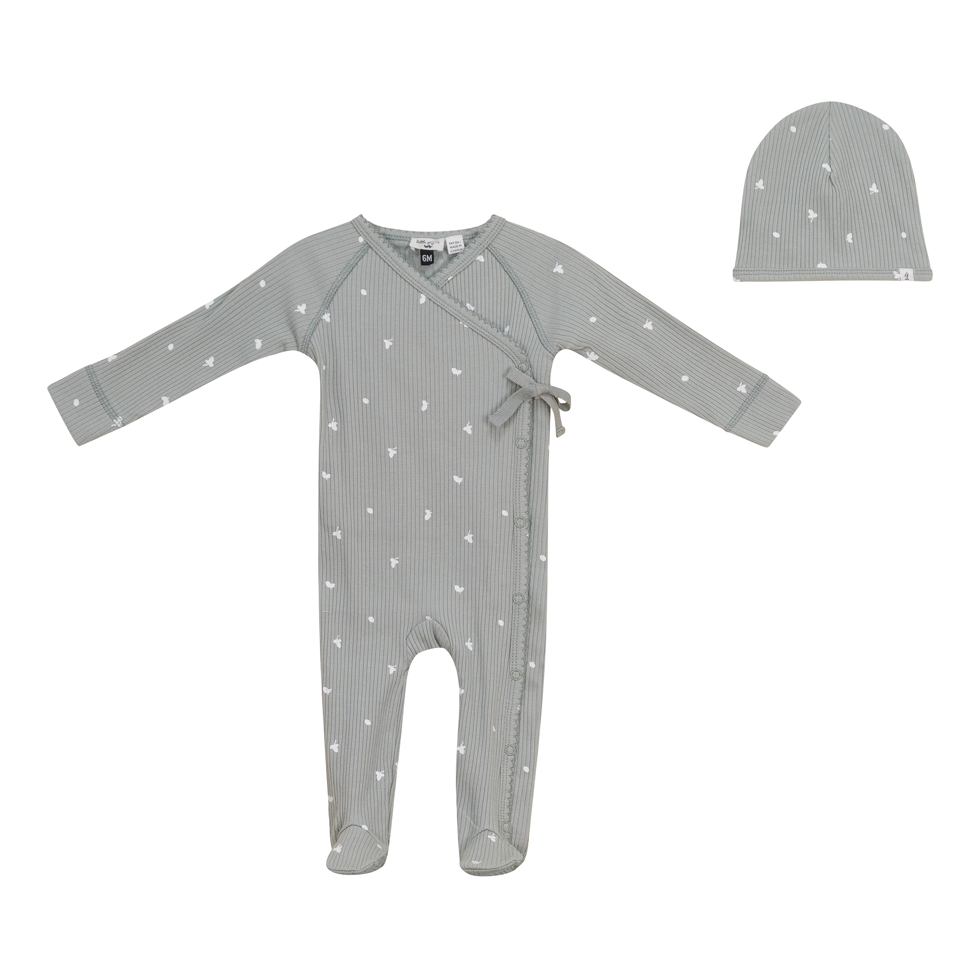 Leaf Print Onesie Set in Seafoam by Little Fragile