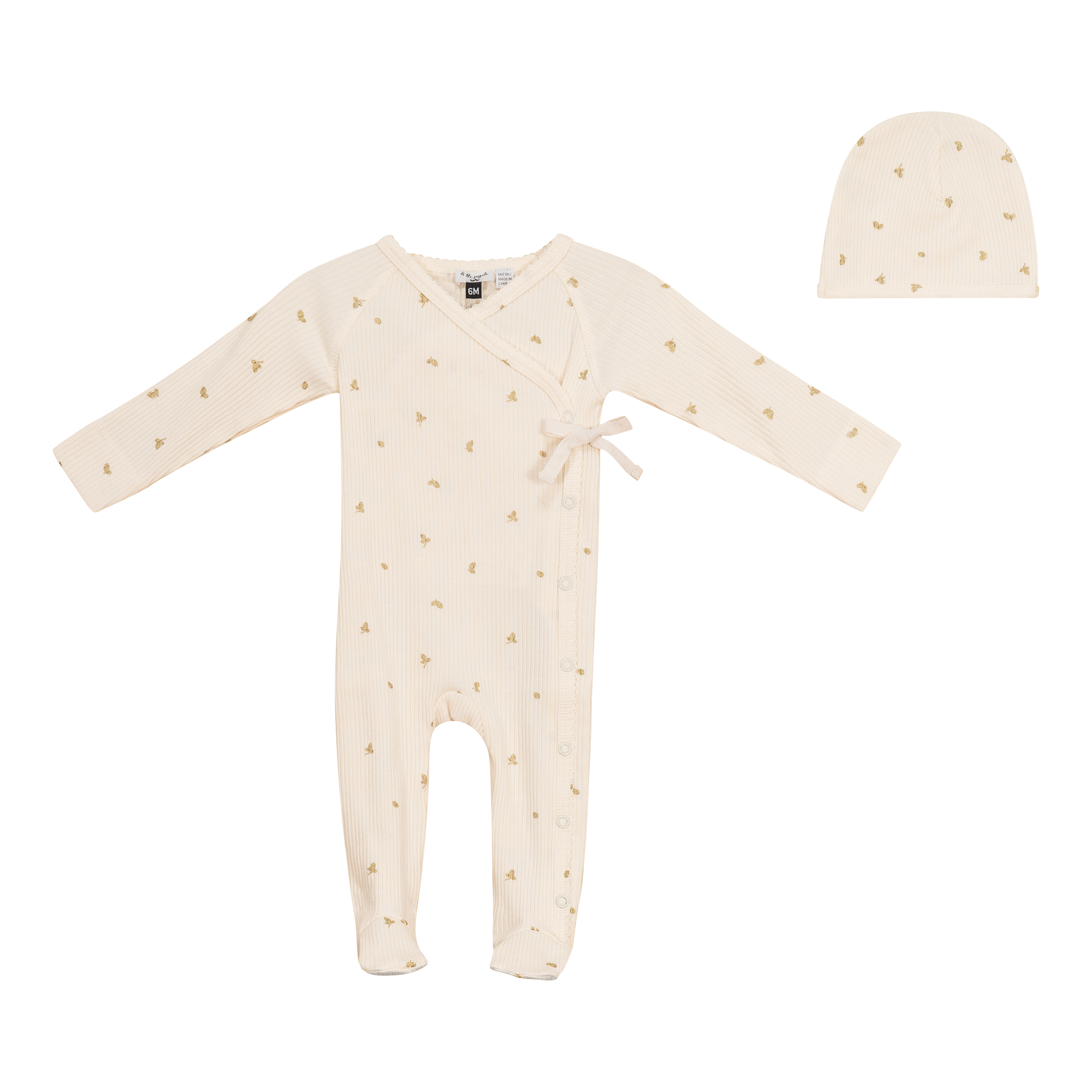Leaf Print Onesie Set in Vanilla by Little Fragile