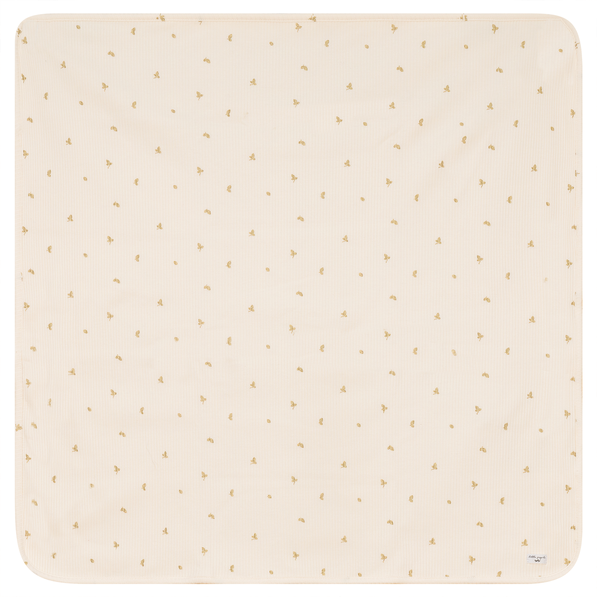 Leaf Print Ribbed Blanket in Vanilla One Size by Little Fragile