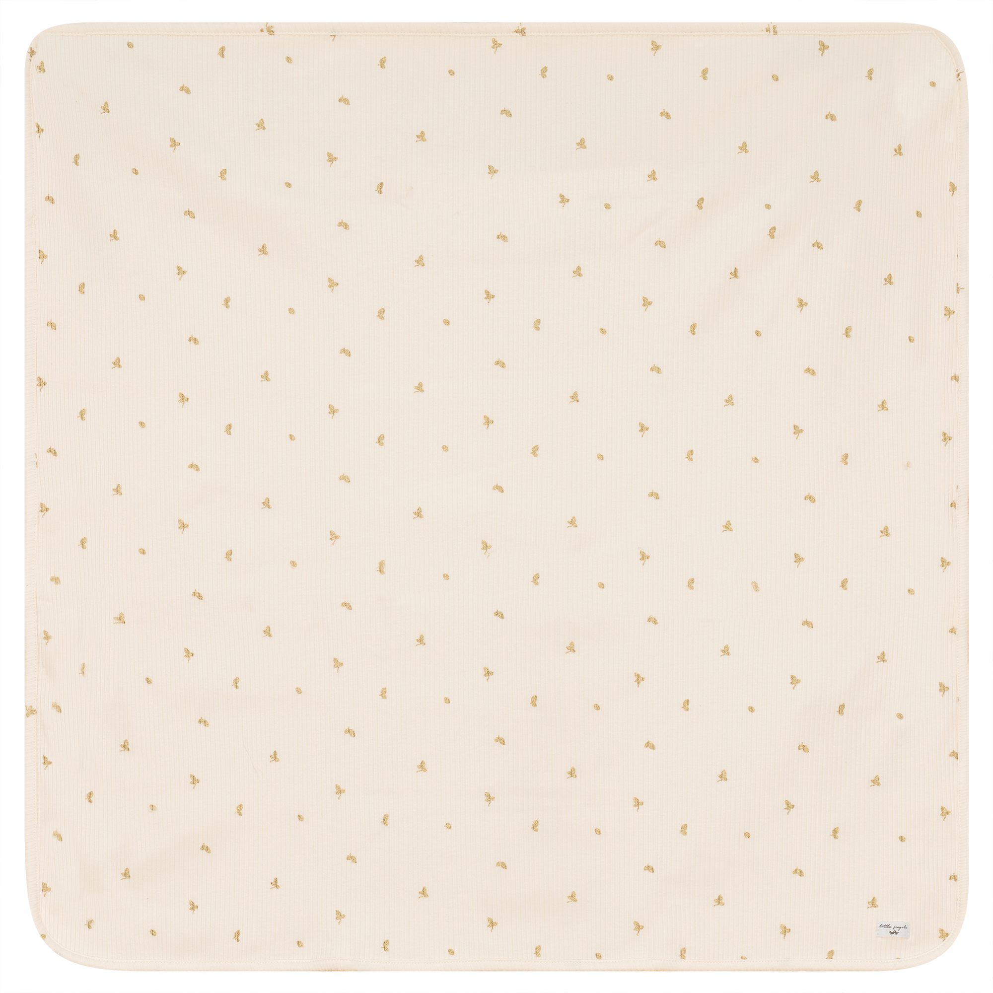 Leaf Print Ribbed Blanket in Vanilla One Size by Little Fragile
