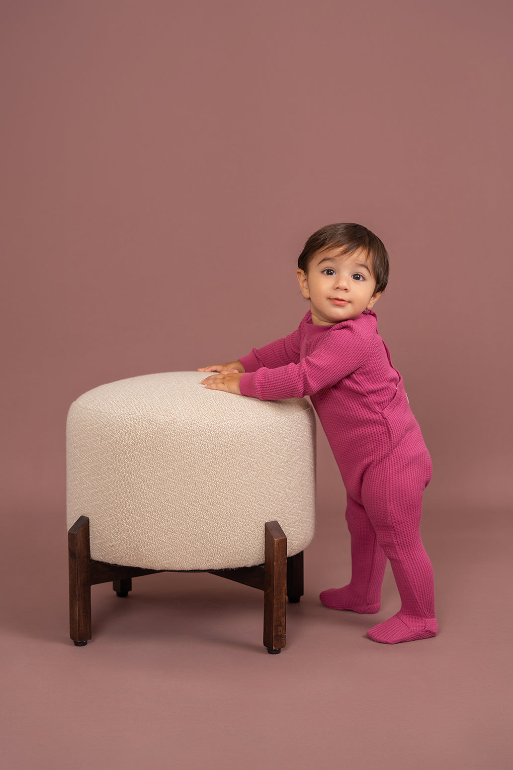 Stretch Waffle Onesie in by Mocha