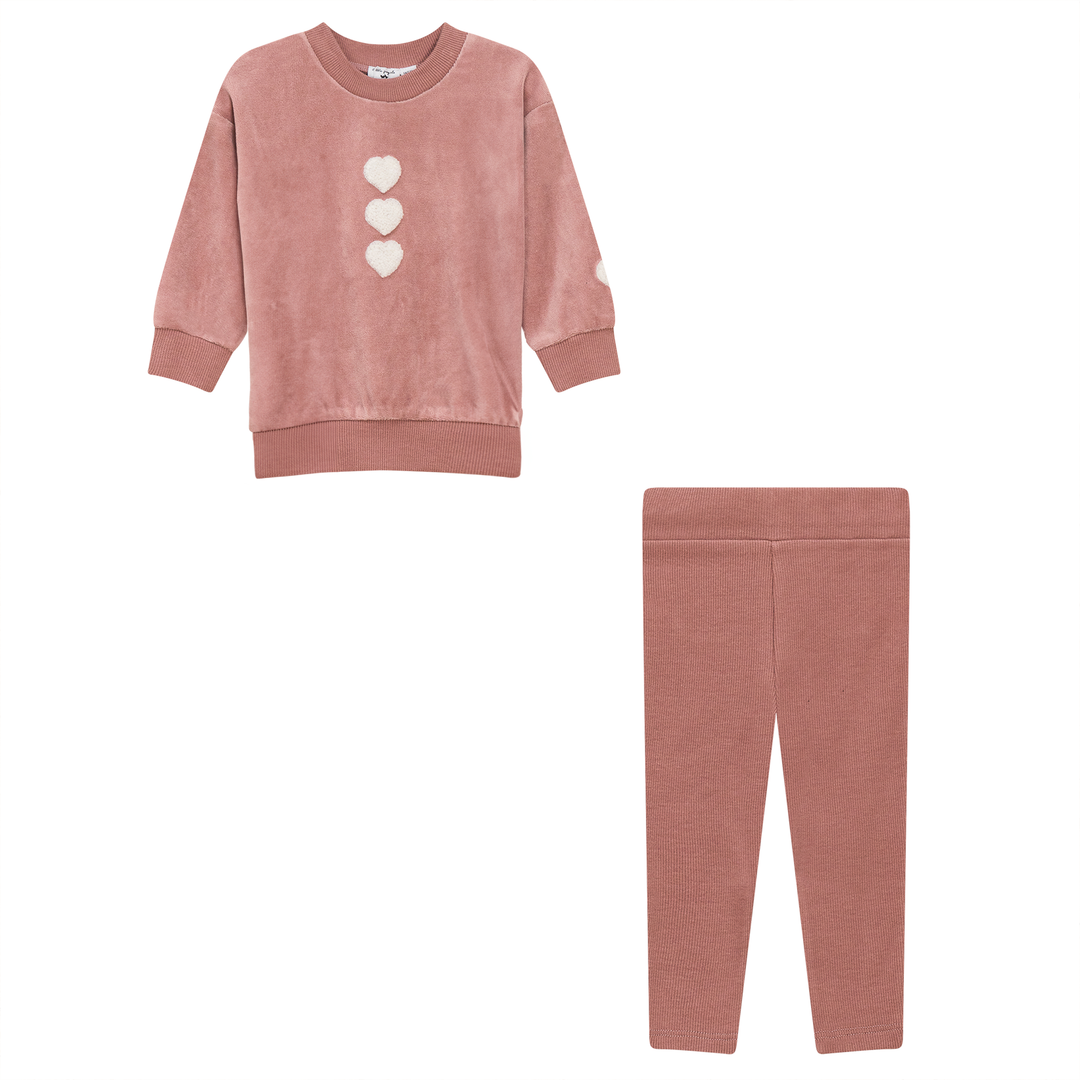 Velour Hook Stitch 2Pc Set Pink Off White 2 pc Girls Set by {{ product_vemdor}}