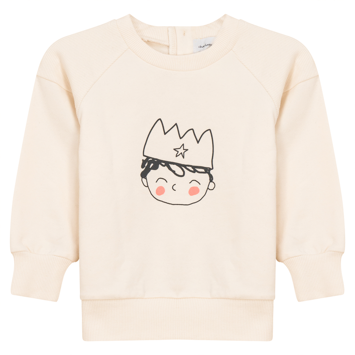 Crown Print Sweatshirt Cream Boys Pullover by {{ product_vemdor}}