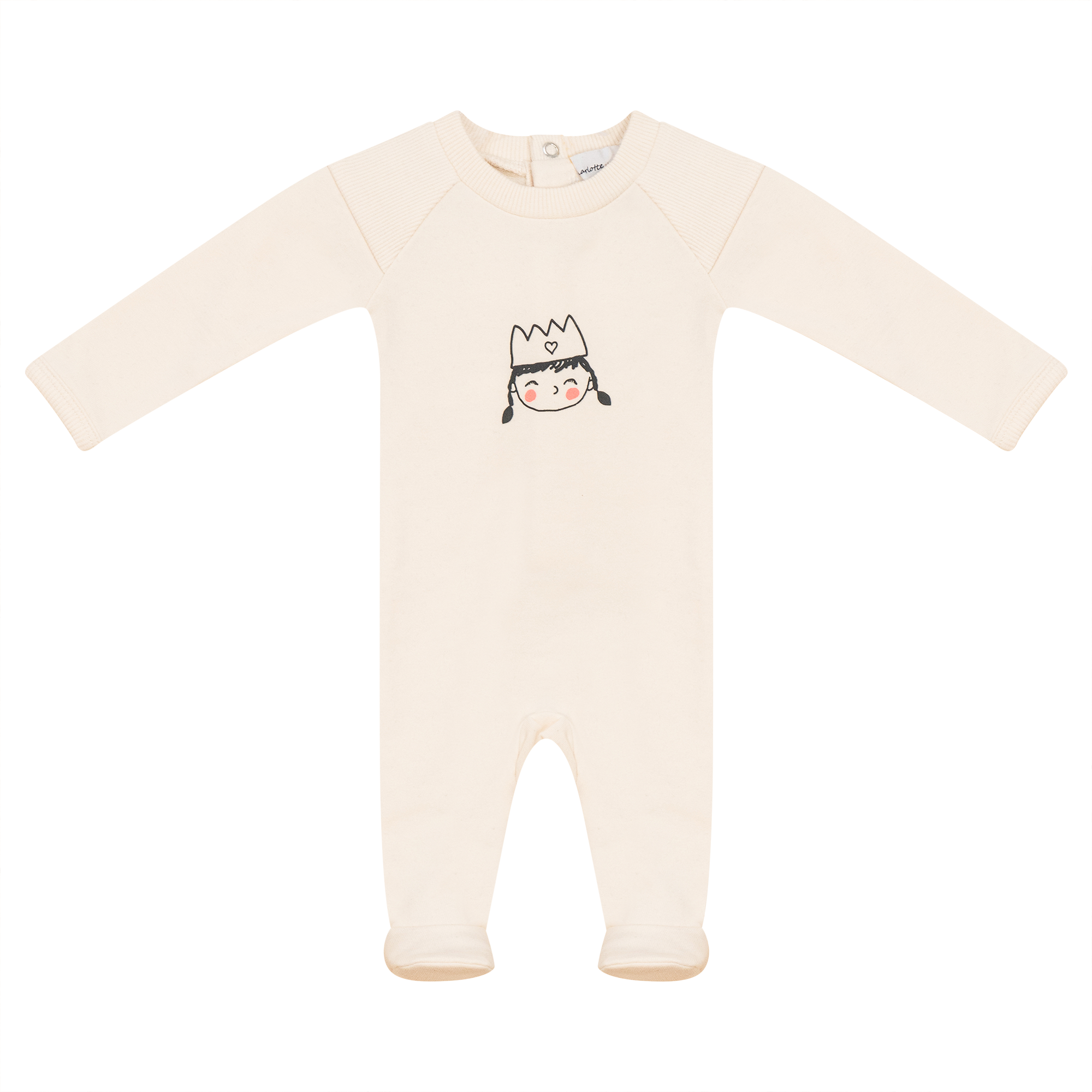 Crown Print Onesie in Cream by Charlotte & George