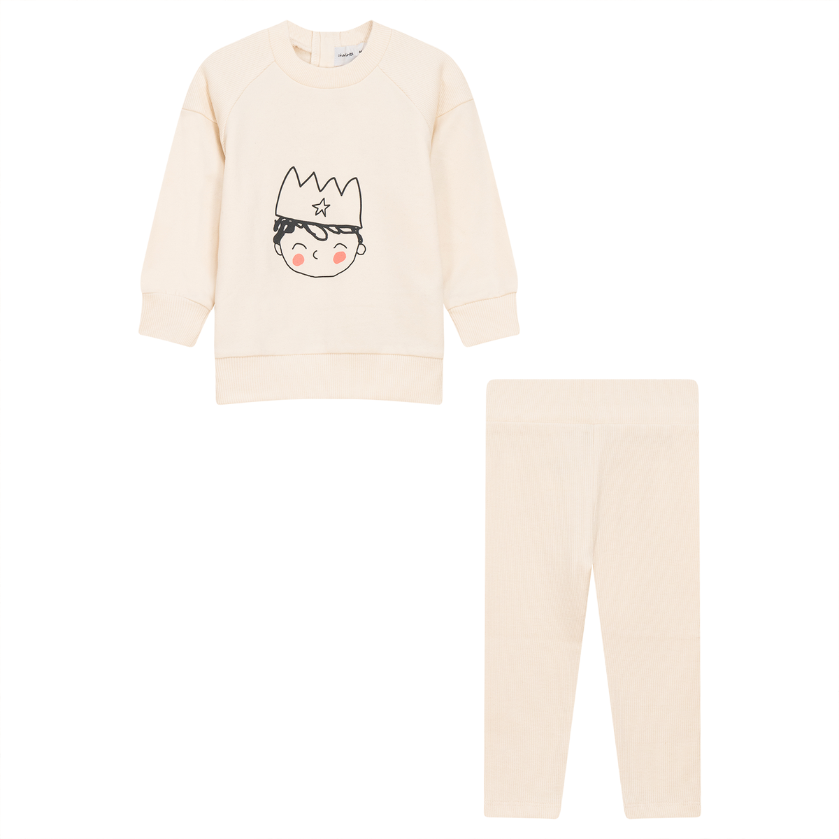 Crown Print 2Pc Set in Cream by Charlotte & George