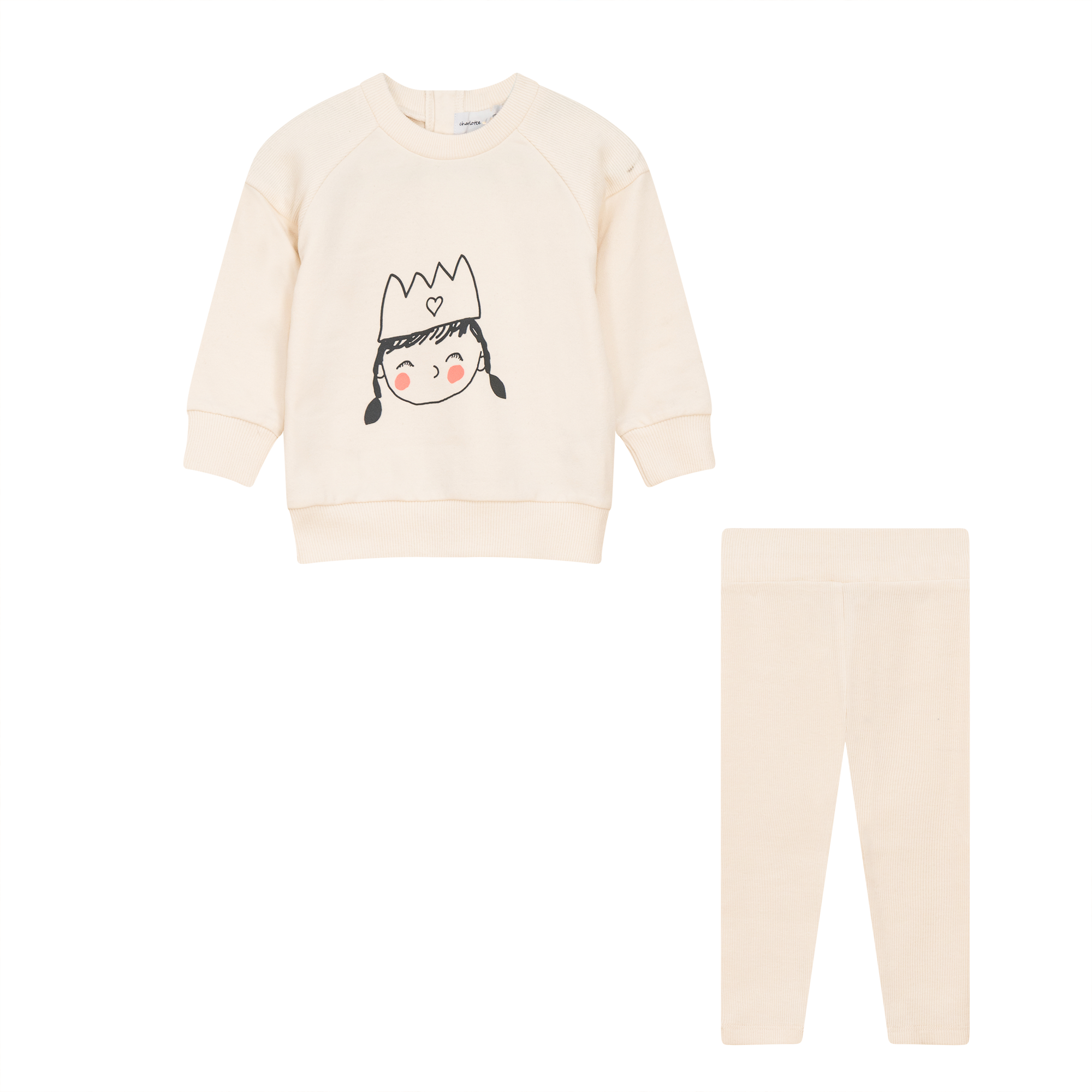 Crown Print 2Pc Set in Cream by Charlotte & George