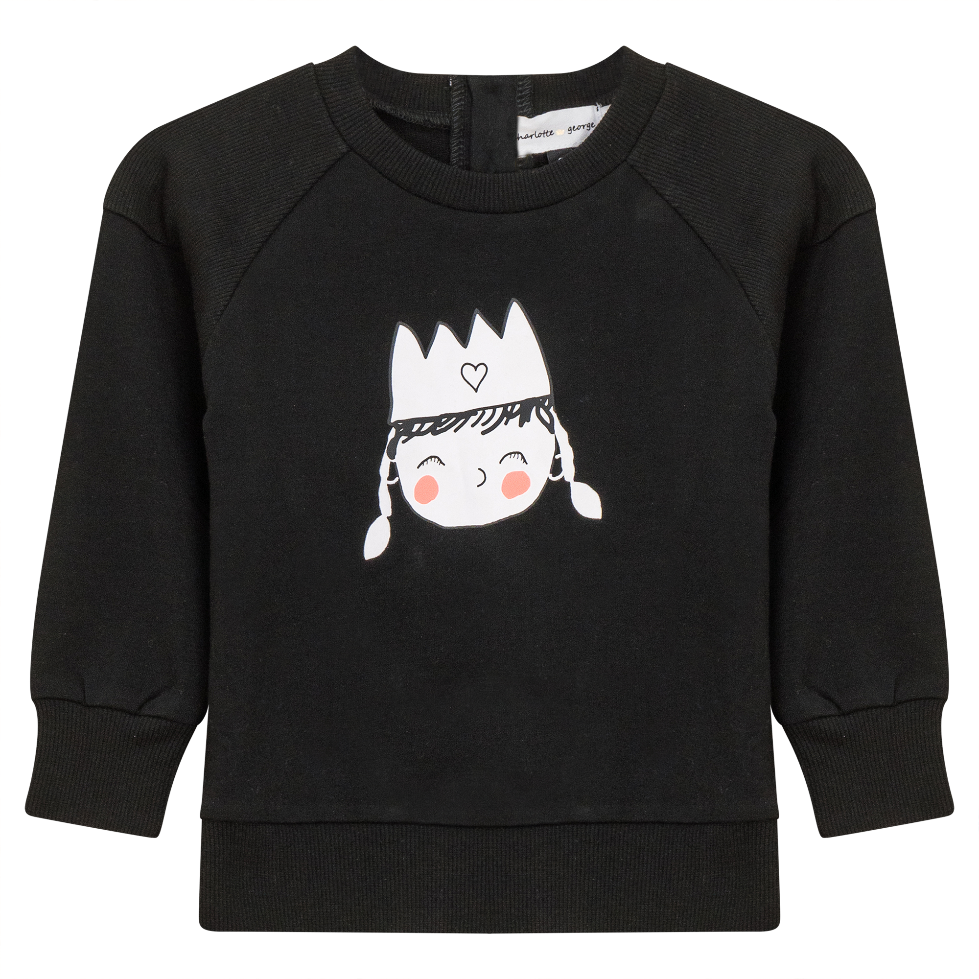 Crown Print Sweatshirt in Black by Charlotte & George