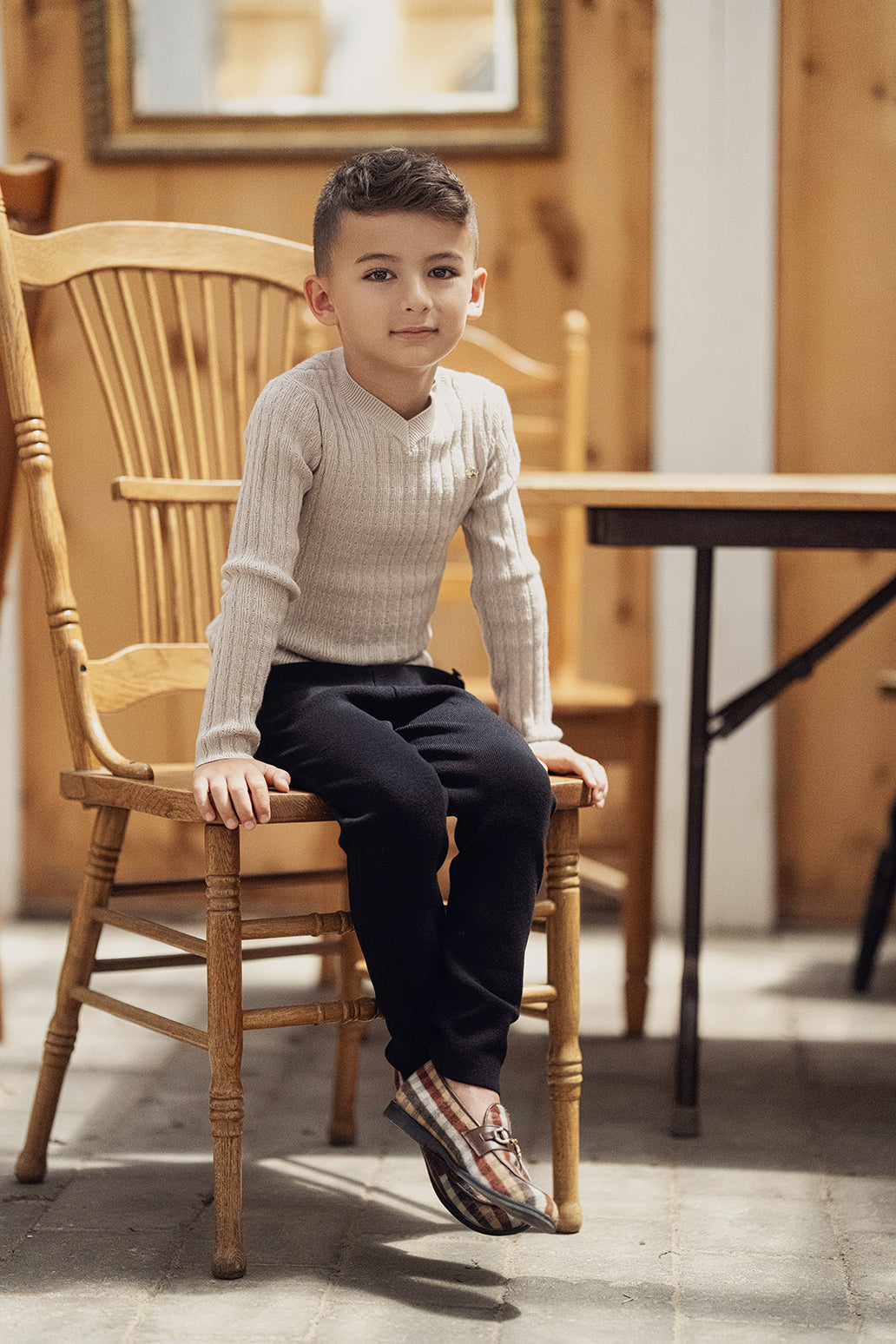 Textured Rib Knit V-Neck Sweater in by Charlotte & George