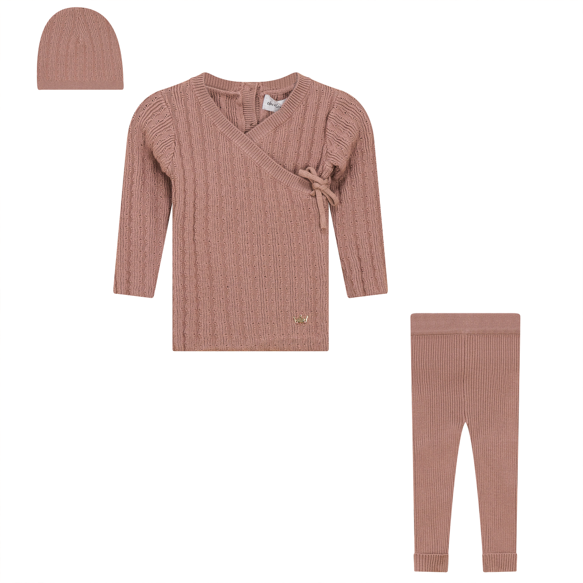 Textured Rib Knit 3Pc Set in Ash Rose by Charlotte & George