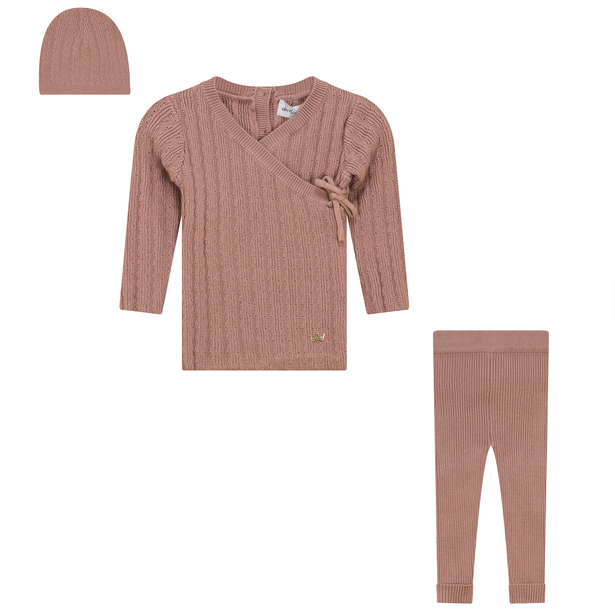 Textured Rib Knit 3Pc Set in Ash Rose by Charlotte & George