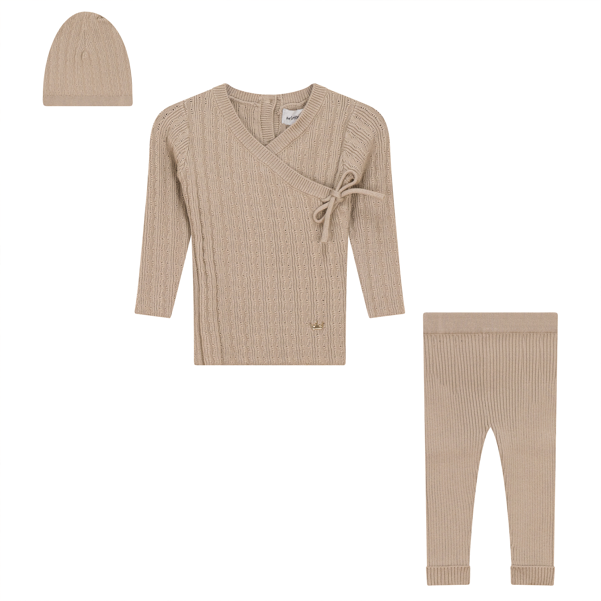 Textured Rib Knit 3Pc Set in Sandstorm by Charlotte & George