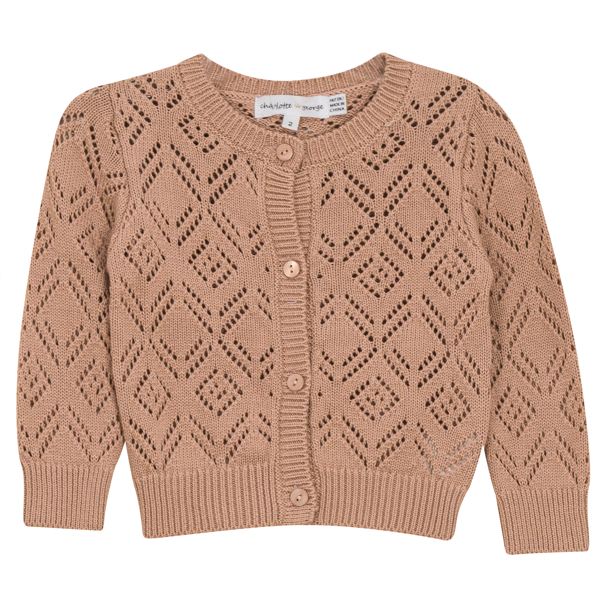 Pointelle Knit Cardigan in Maple Sugar by Charlotte & George