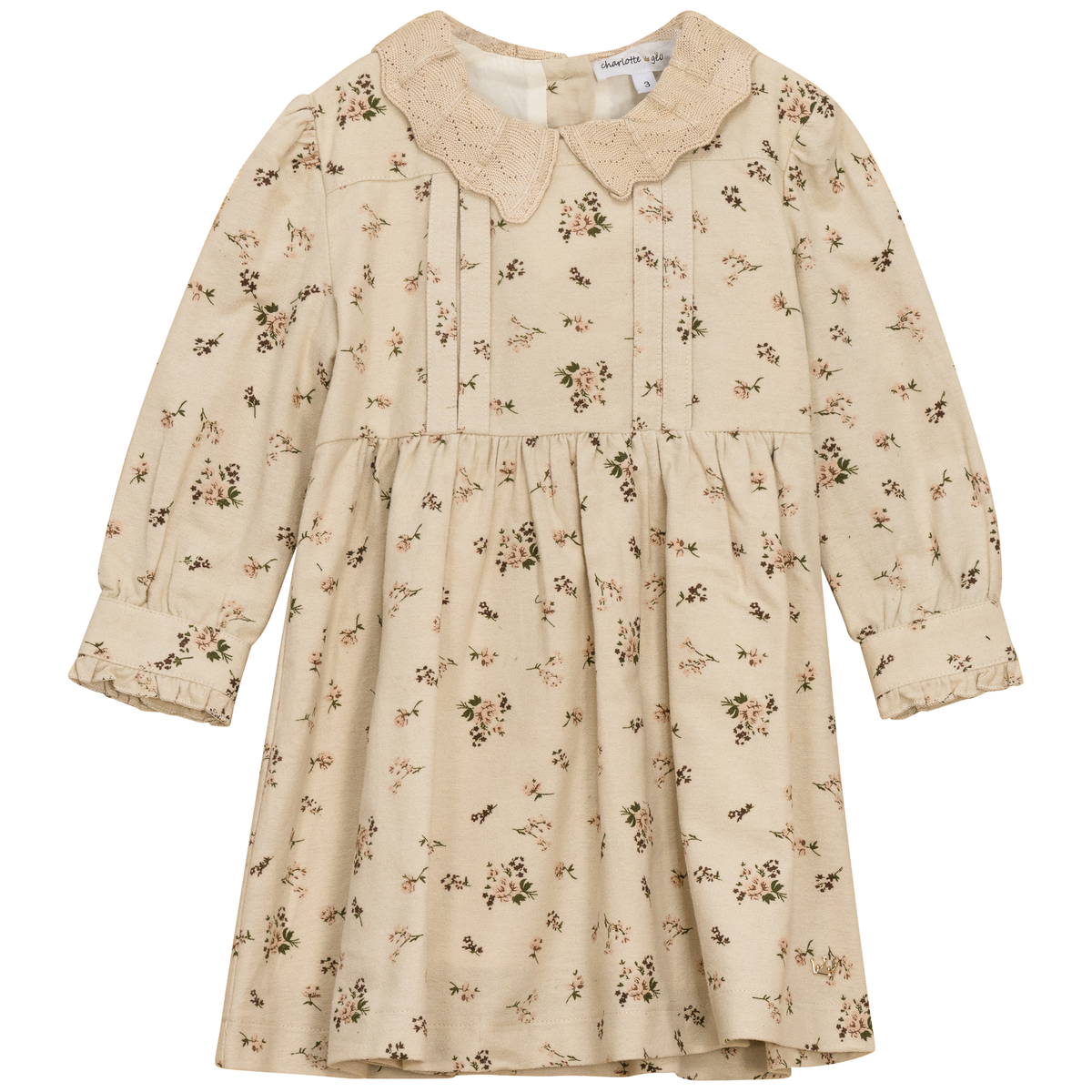 Woven Flower print Flannel Dress in Ivory by Charlotte & George