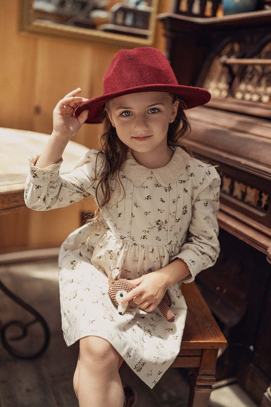 Woven Flower print Flannel Dress in by Charlotte & George