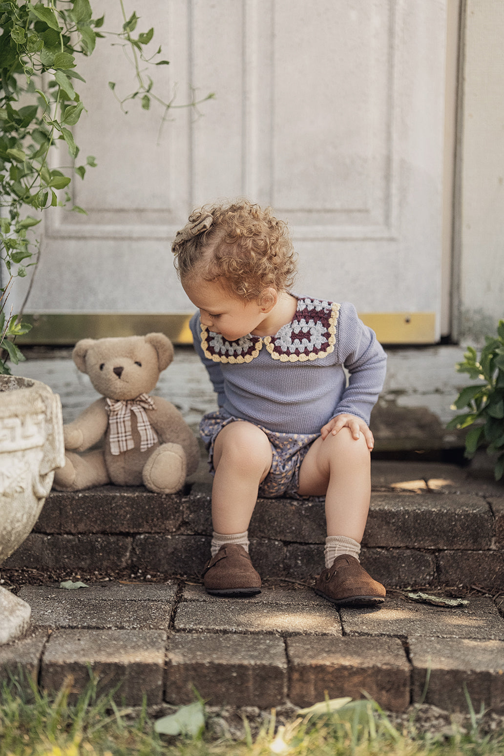 Woven Suede Flower Print 2Pc Set in by Clô