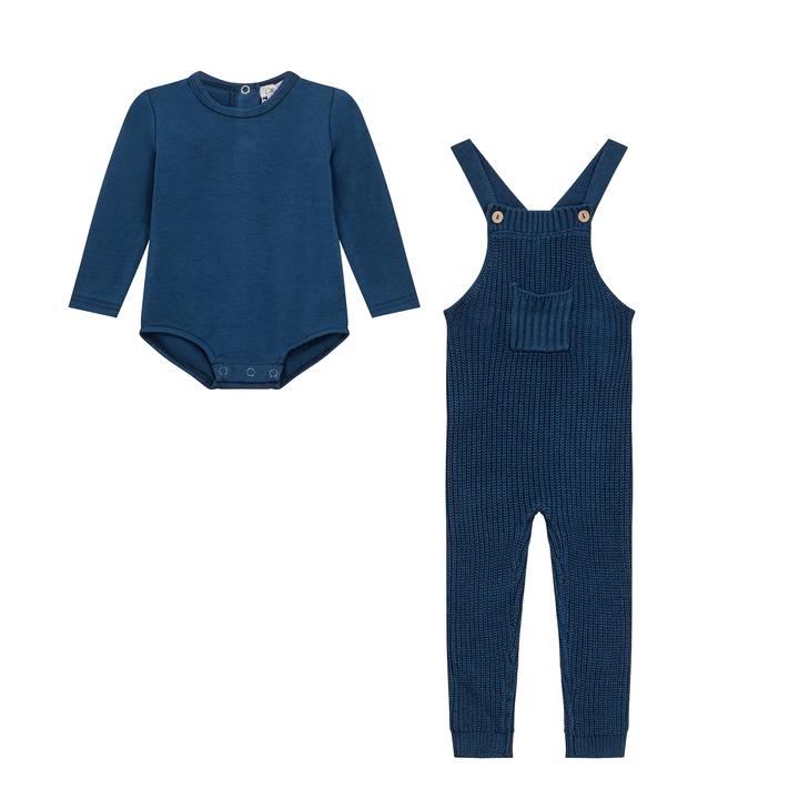 Overall Knit Set Oxford Blue 2 pc Girls Set by {{ product_vemdor}}