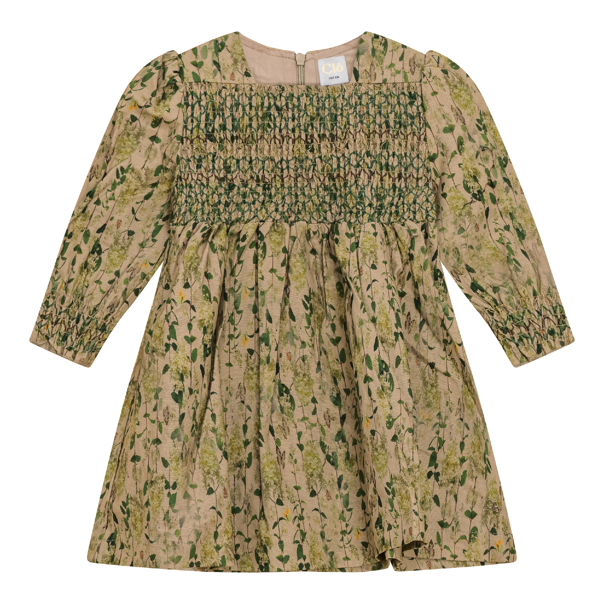 Woven Flower Print Dress in Green by Clô