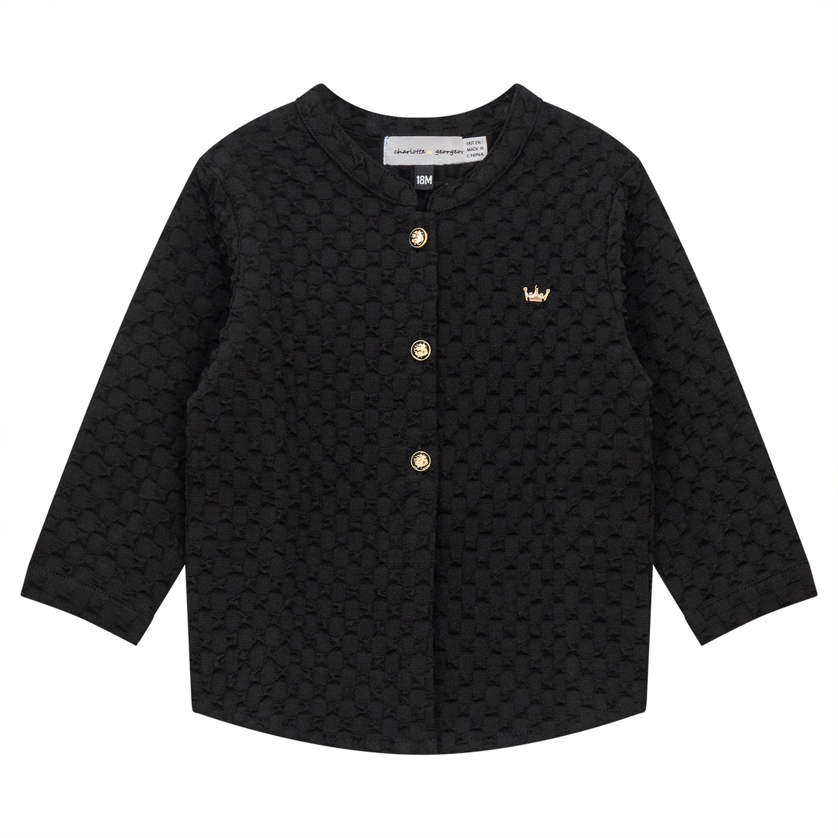 Puff Textured Woven Shirt in Black by Charlotte & George