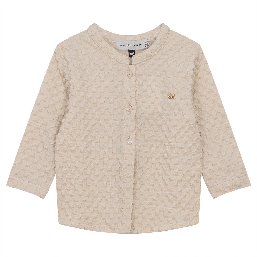 Puff Textured Woven Shirt Cream Boys Shirt by {{ product_vemdor}}