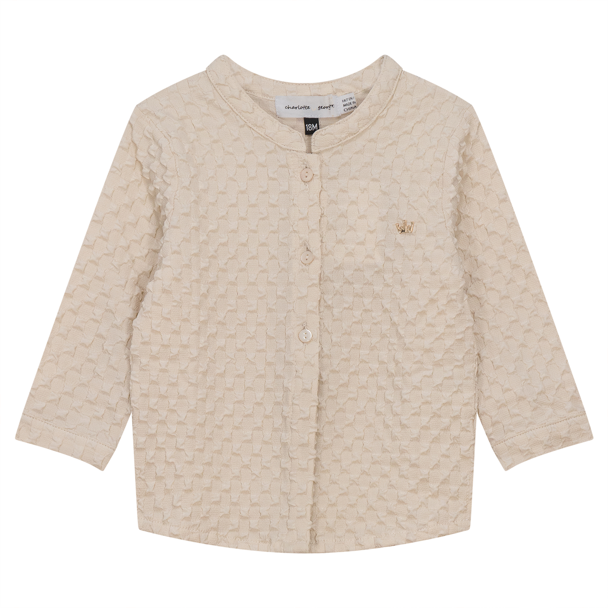 Puff Textured Woven Shirt in Cream by Charlotte & George