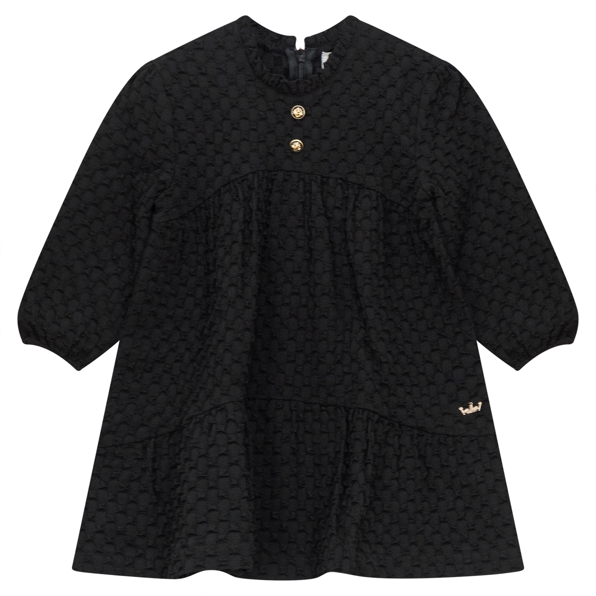 Puff Textured Woven Dress in Black by Charlotte & George