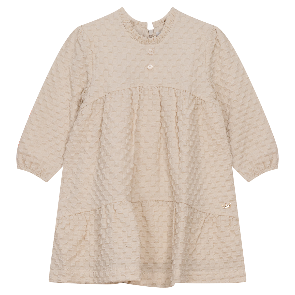 Puff Textured Woven Dress in Cream by Charlotte & George