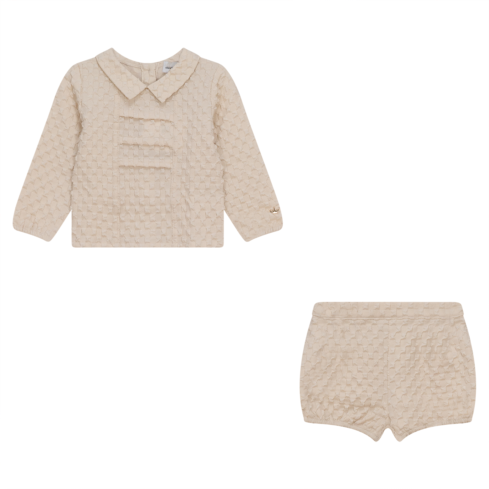 Puff Textured Woven 2Pc Set in Cream by Charlotte & George