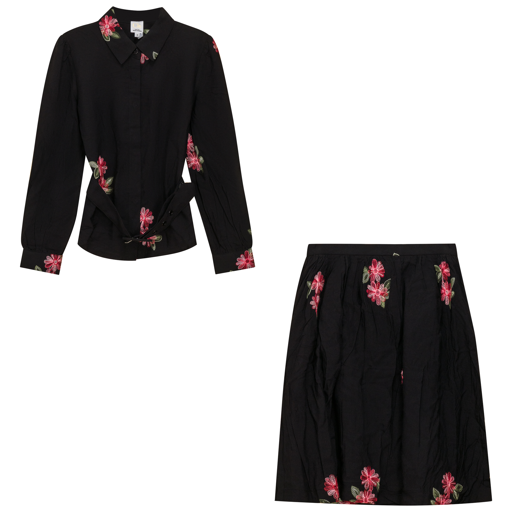 Woven Embroidered 2Pc Set in Black by Clô