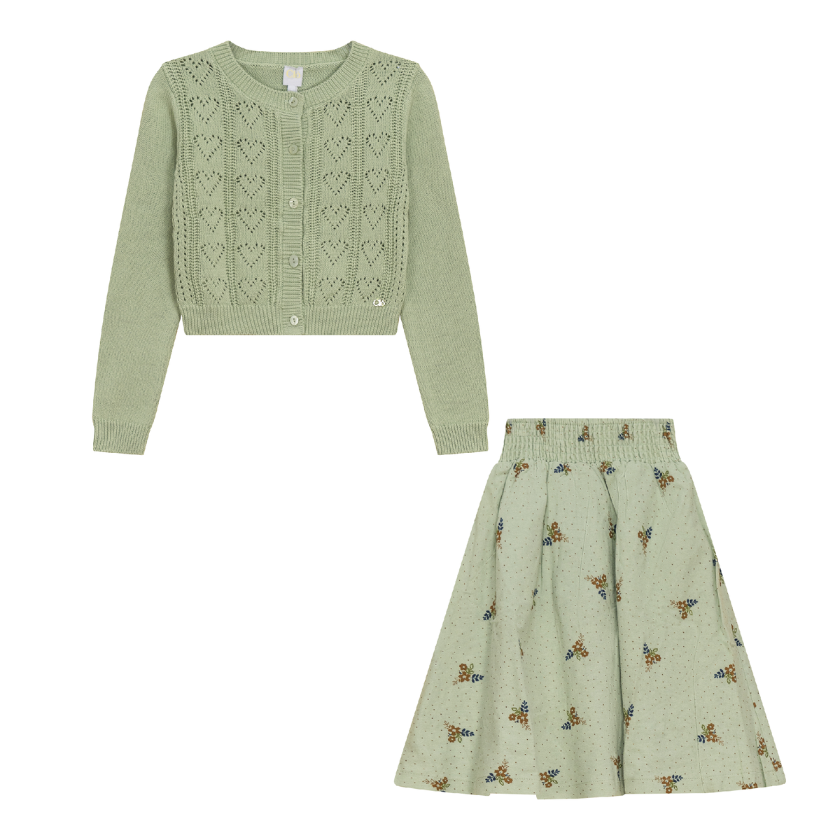 Woven Flower Print 2Pc Set in Mint by Clô