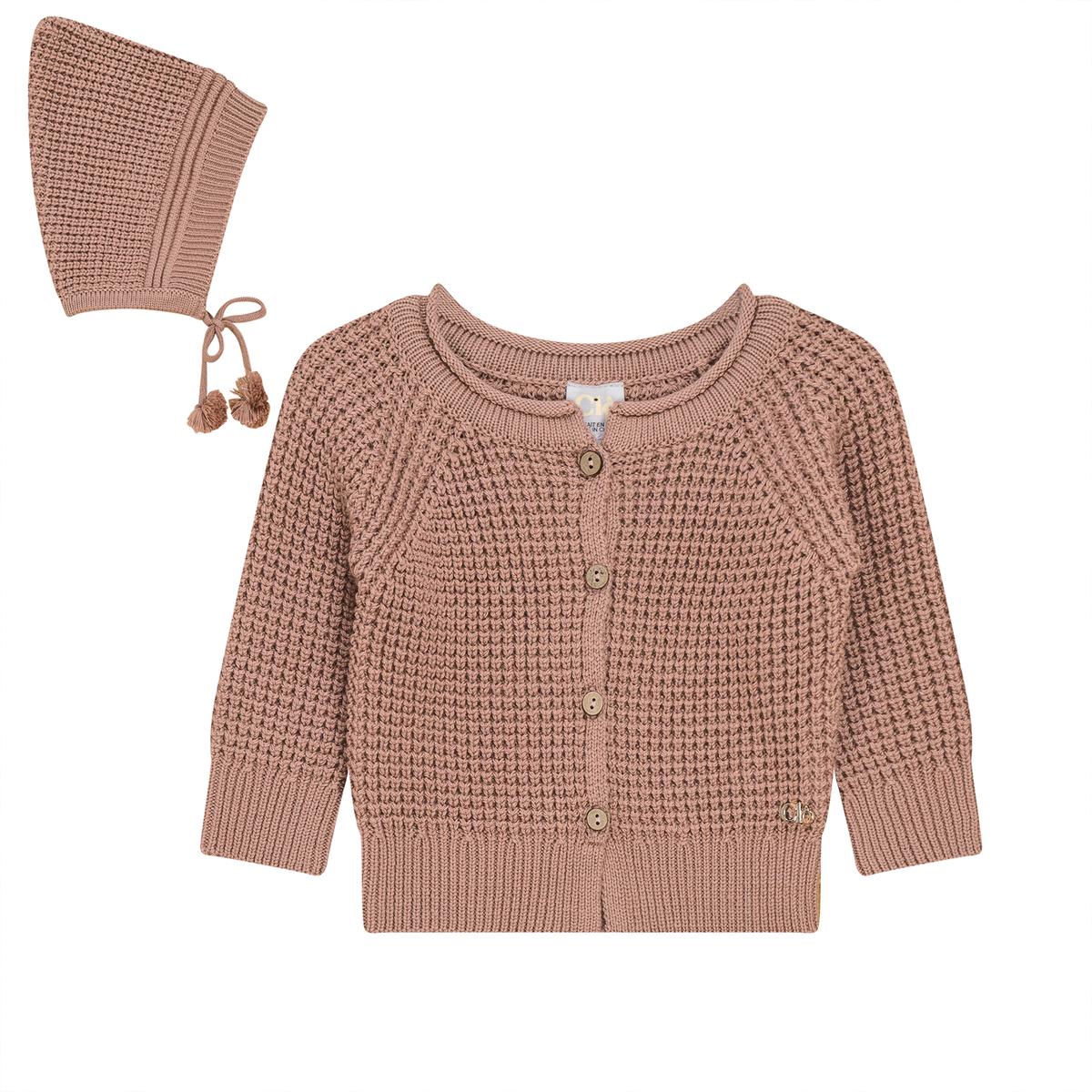 Waffle Knit Cardigan and Hat in by Clô