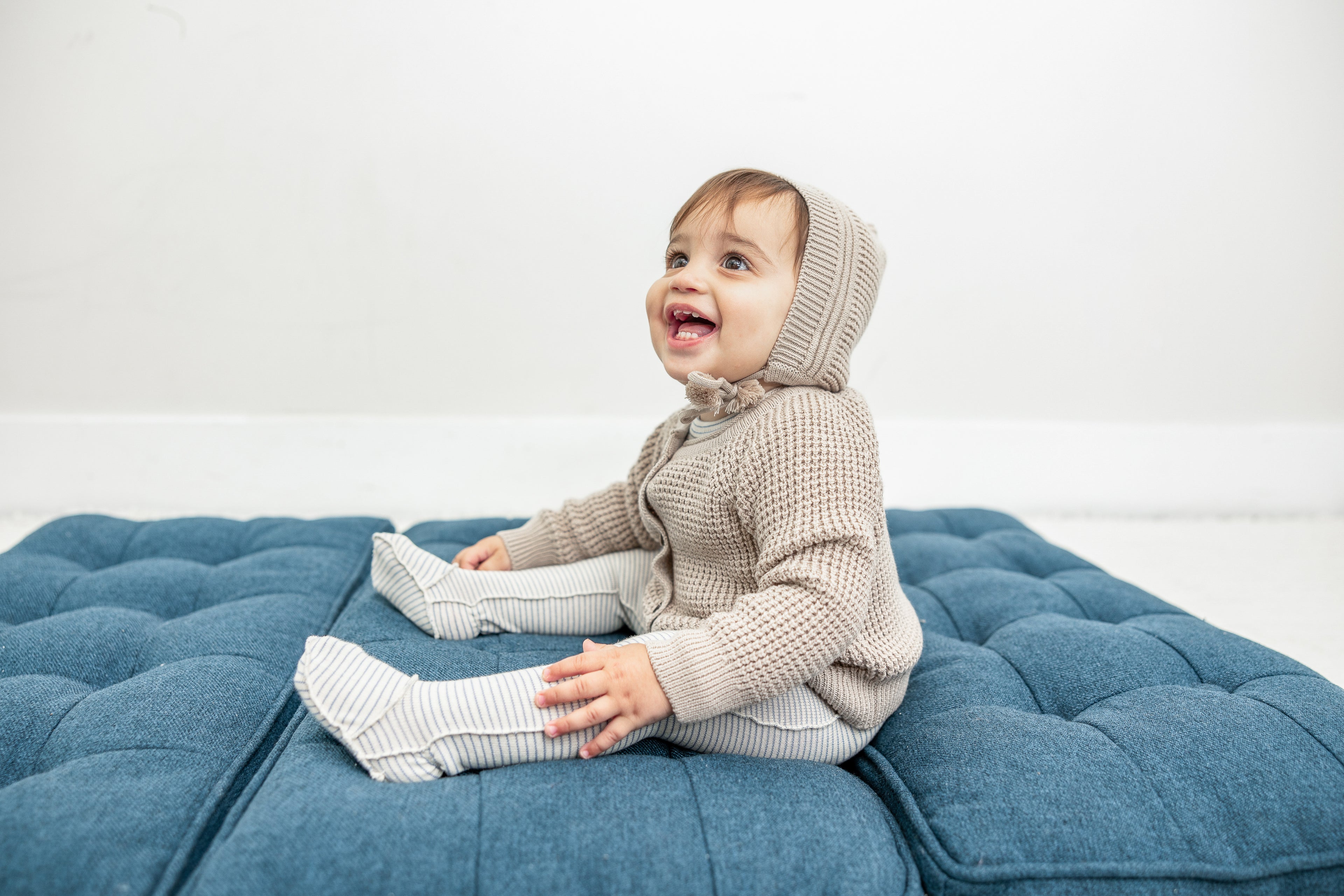 Waffle Knit Cardigan and Hat in by Clô